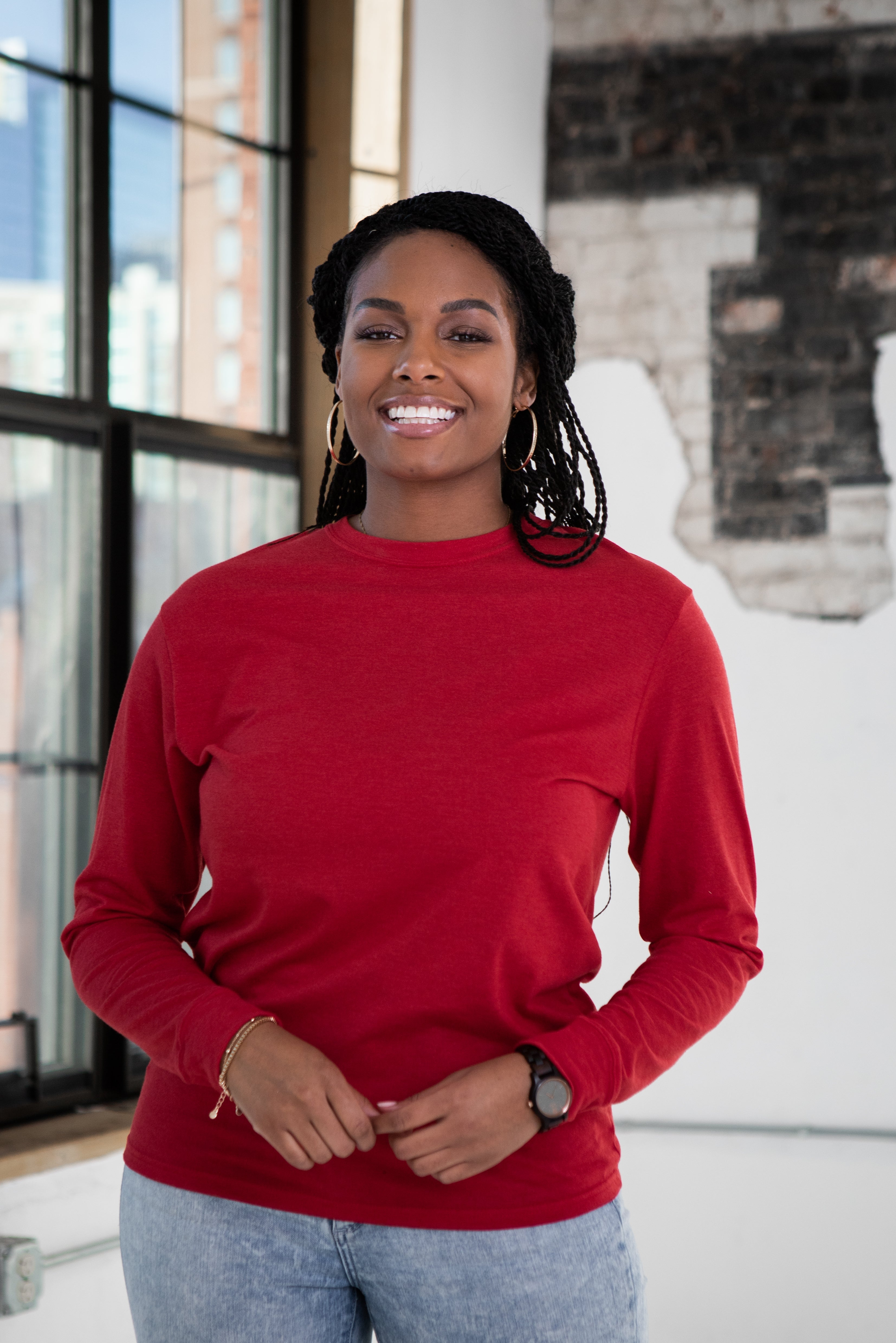 Unisex Eco-Triblend Long Sleeve Tee (Red)