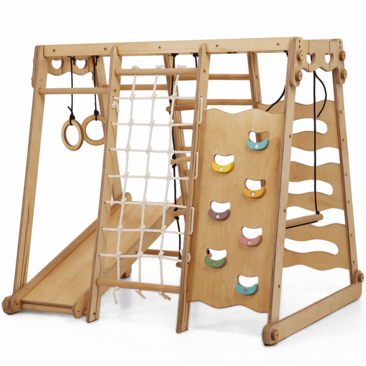 6in1 Indoor Jungle Gym for childrens: Playground + Swings Set + Slide Board + Rope + Stairs - Goodevas