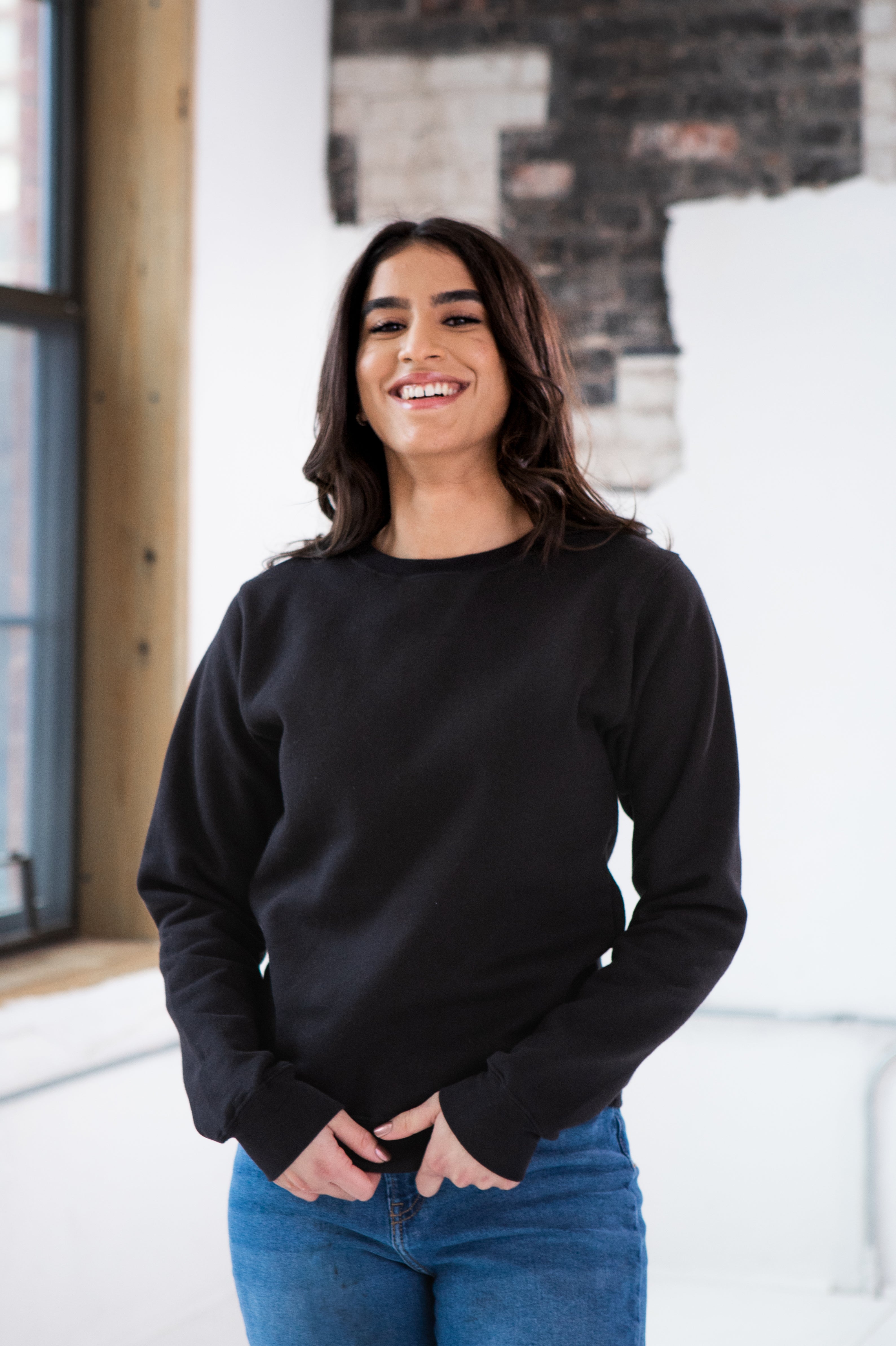 Unisex Fleece Crew (Black)