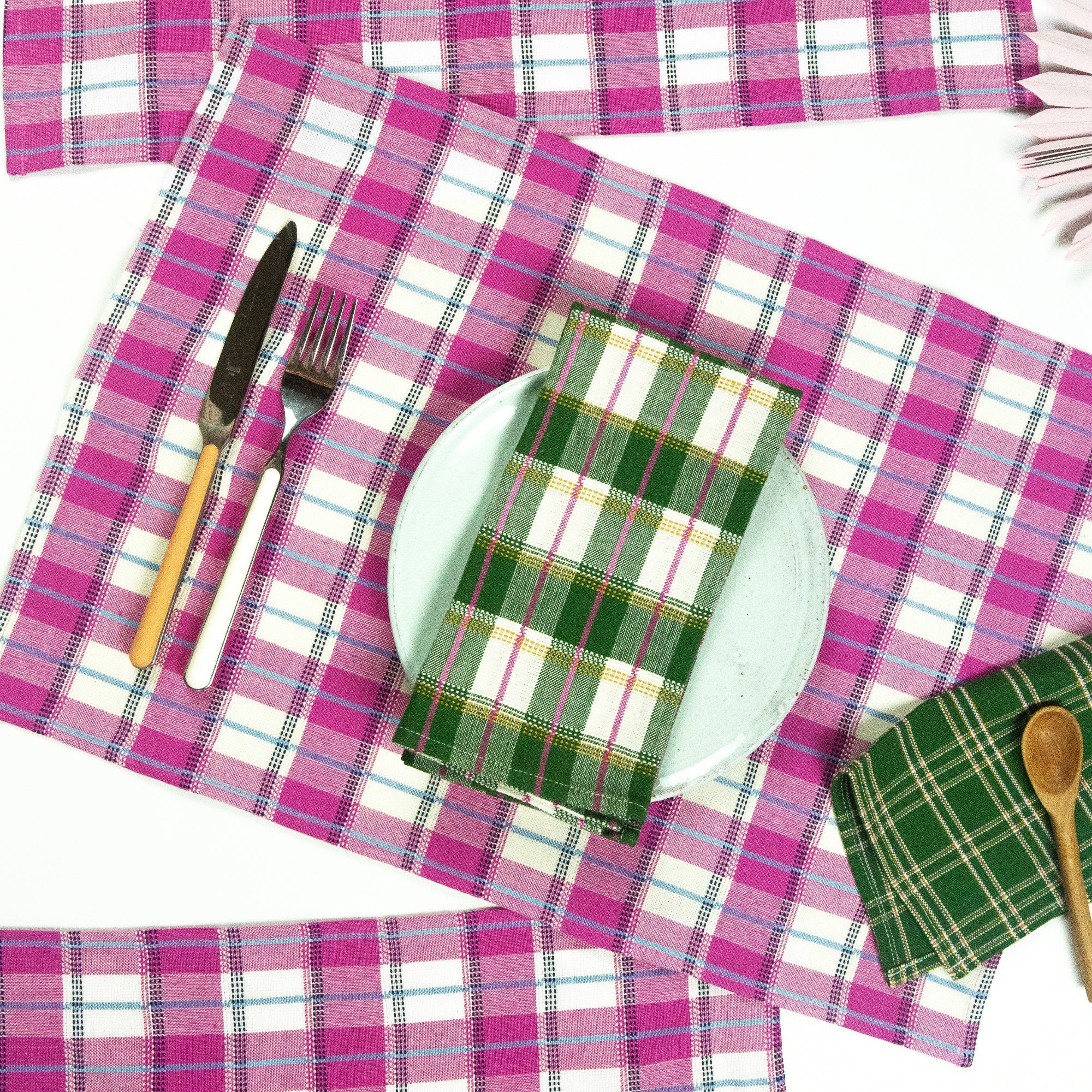 San Andres Gingham Placemat (Pink & Ivory)