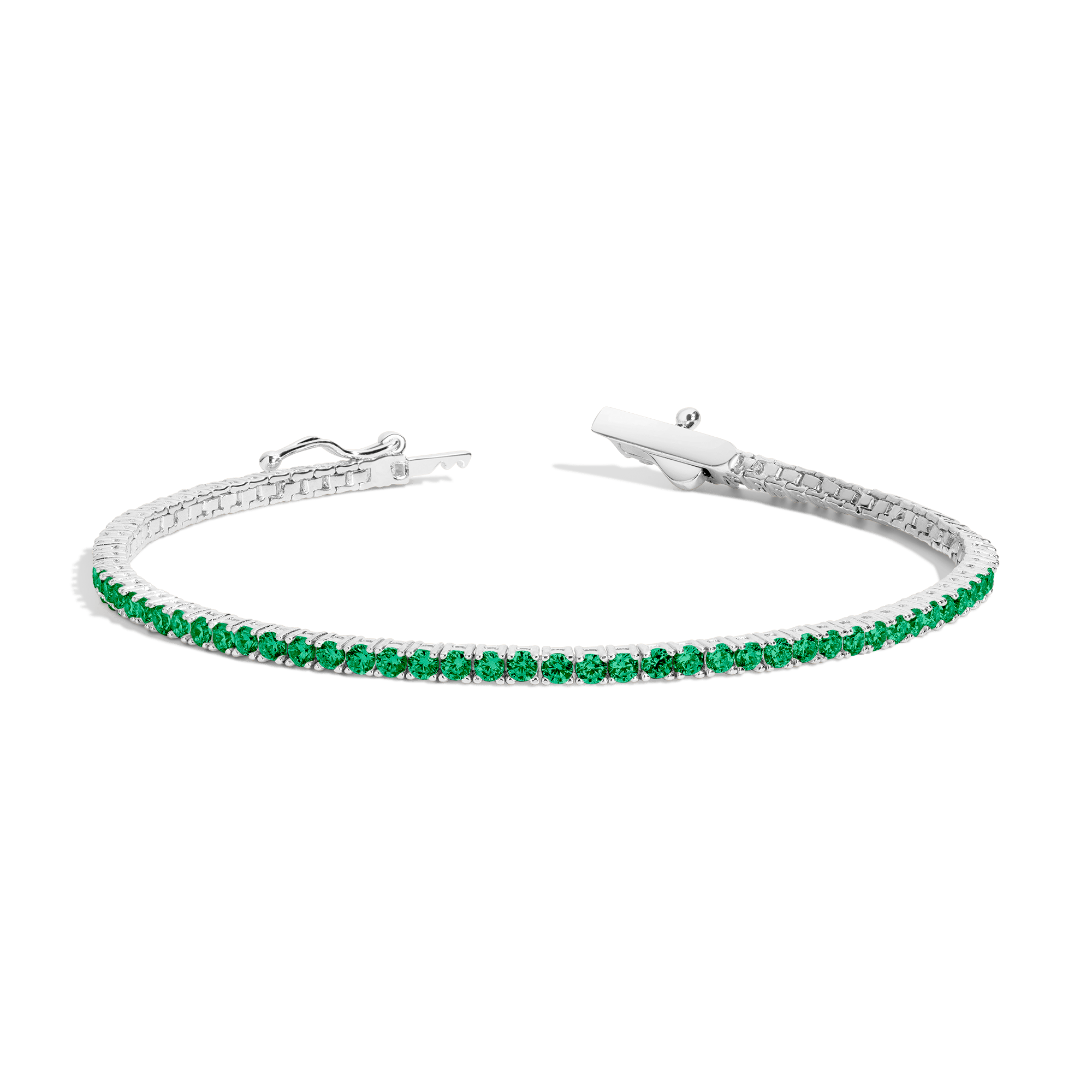 Lab Grown Green Emerald Tennis Bracelet