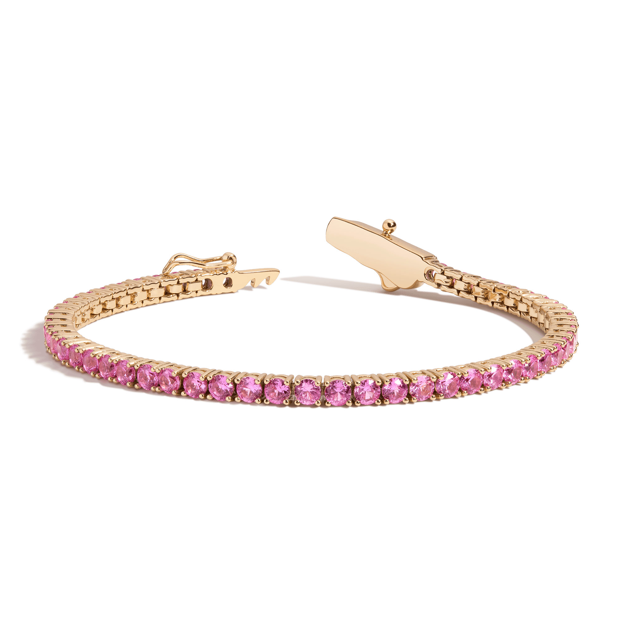 Lab Grown Pink Sapphire Tennis Bracelet