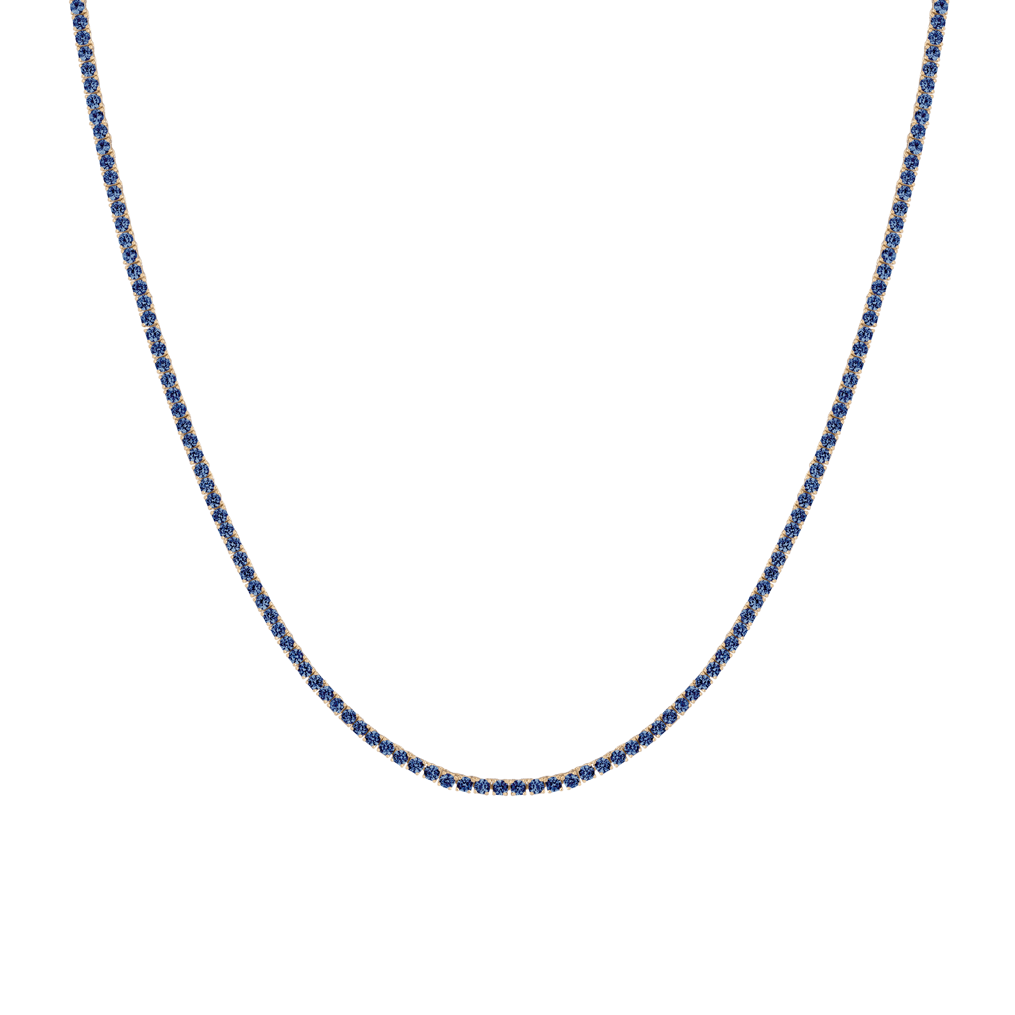Lab Grown Blue Sapphire Tennis Necklace