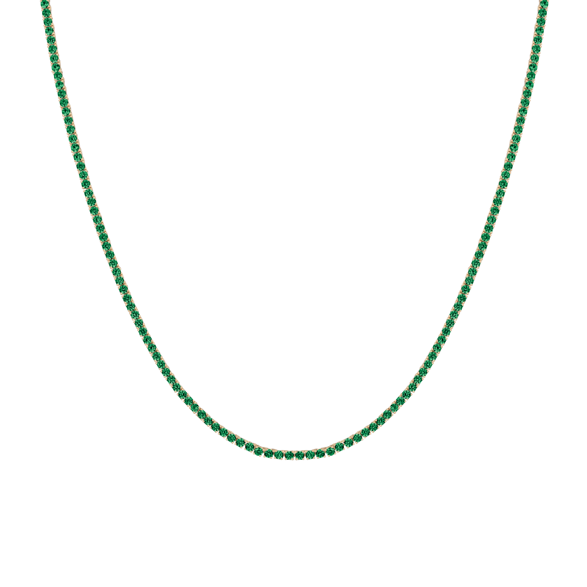 Lab Grown Green Emerald Tennis Necklace