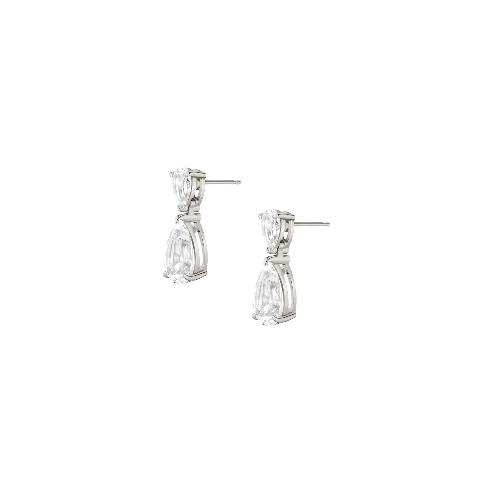 Lab Grown White Sapphire Pear Drop Earrings