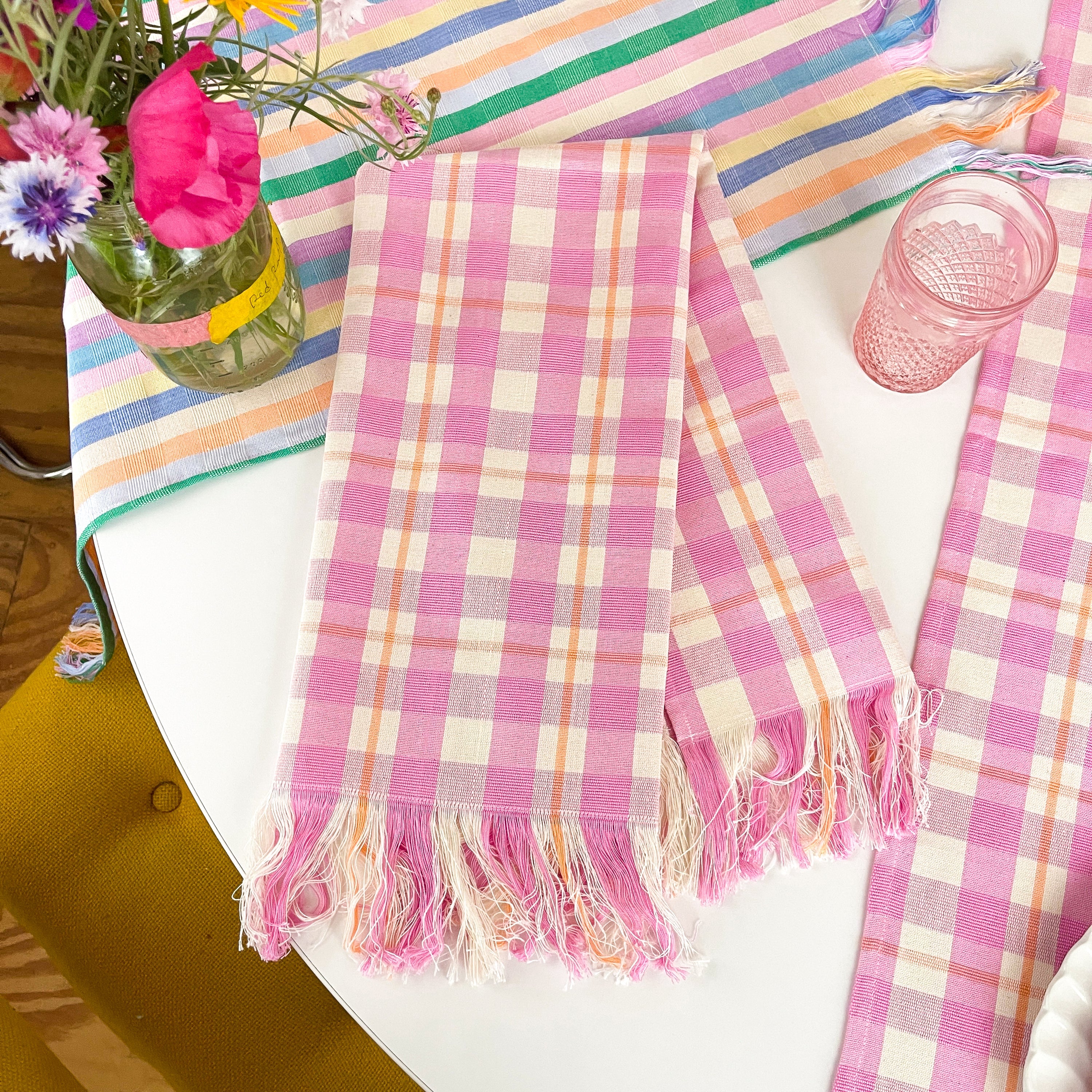 Hand Towel (Abigail Plaid Bubblegum & Peach)