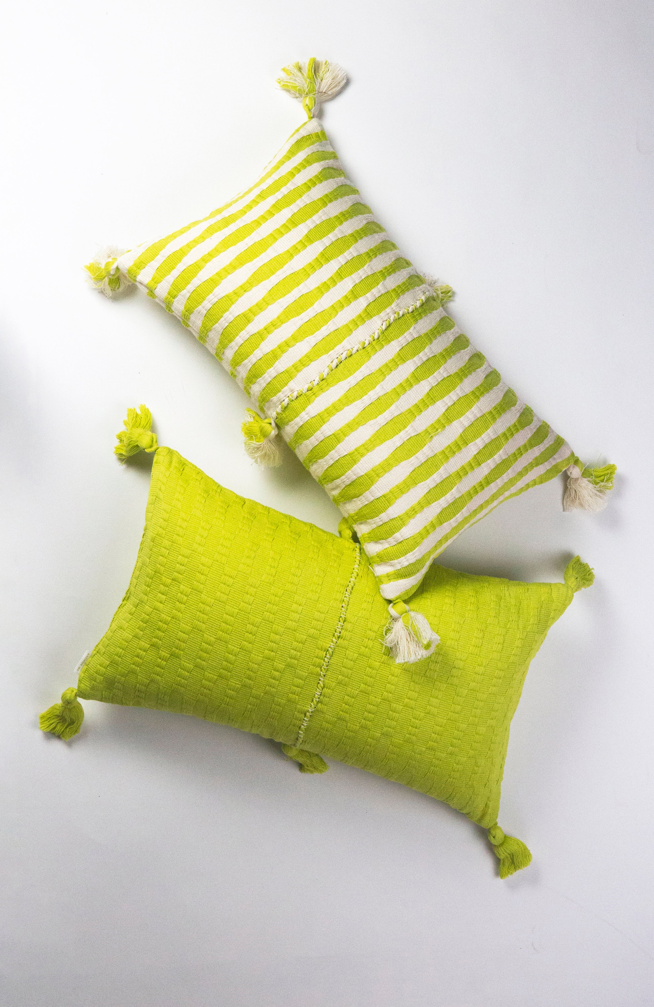 Antigua Striped Pillow (Lemon Lime & Ivory)
