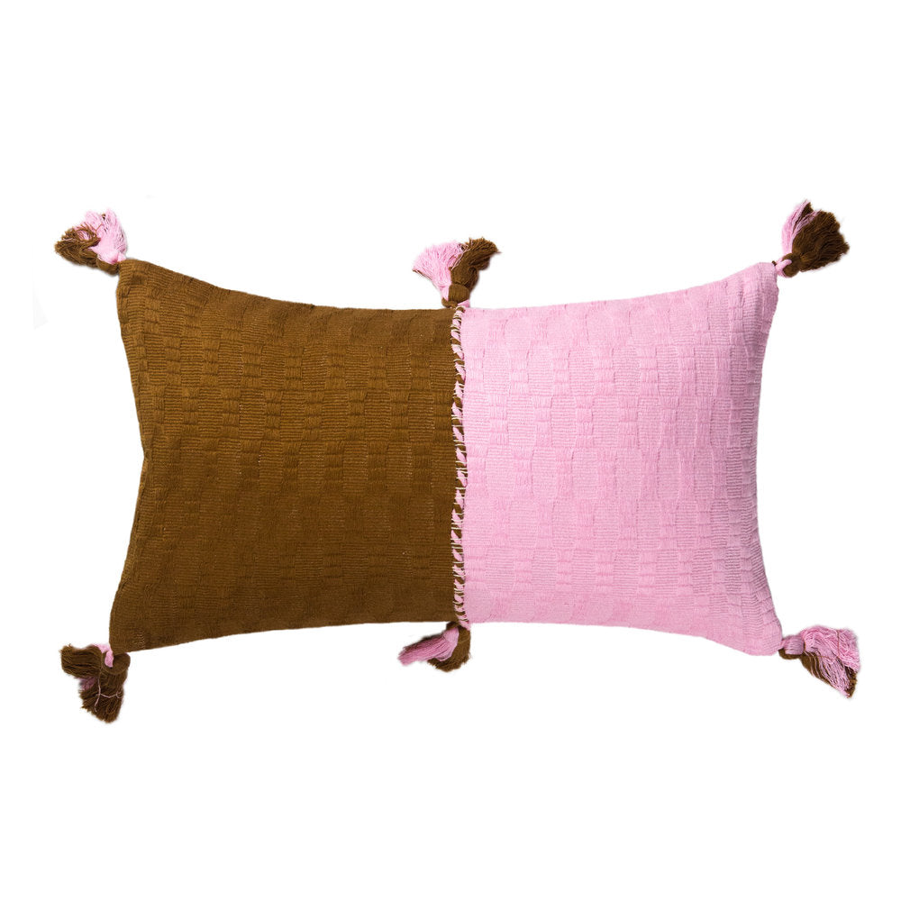 Antigua Pillow (Baby Pink & Umber)