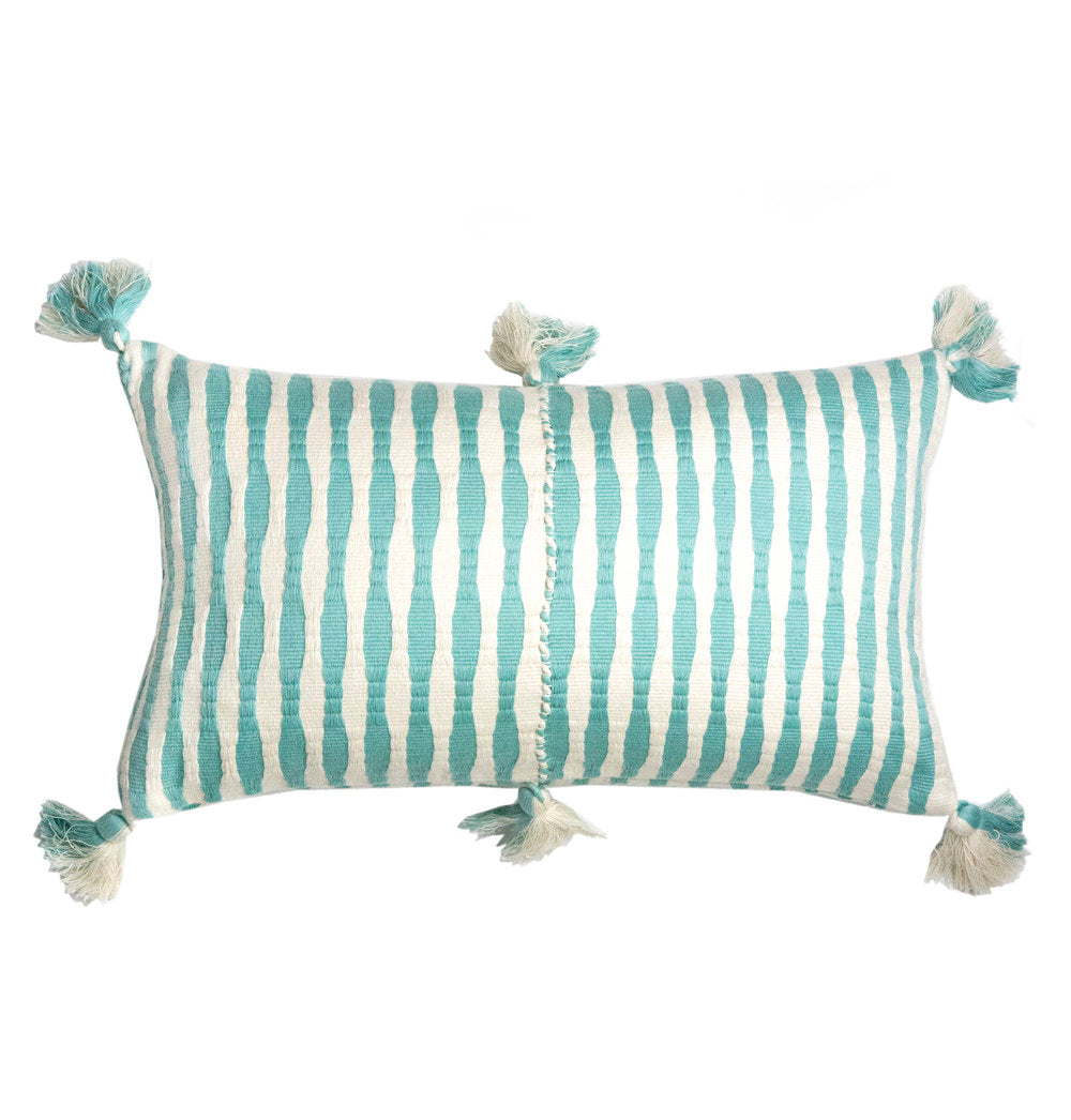 Antigua Pillow (Faded Aqua Striped)