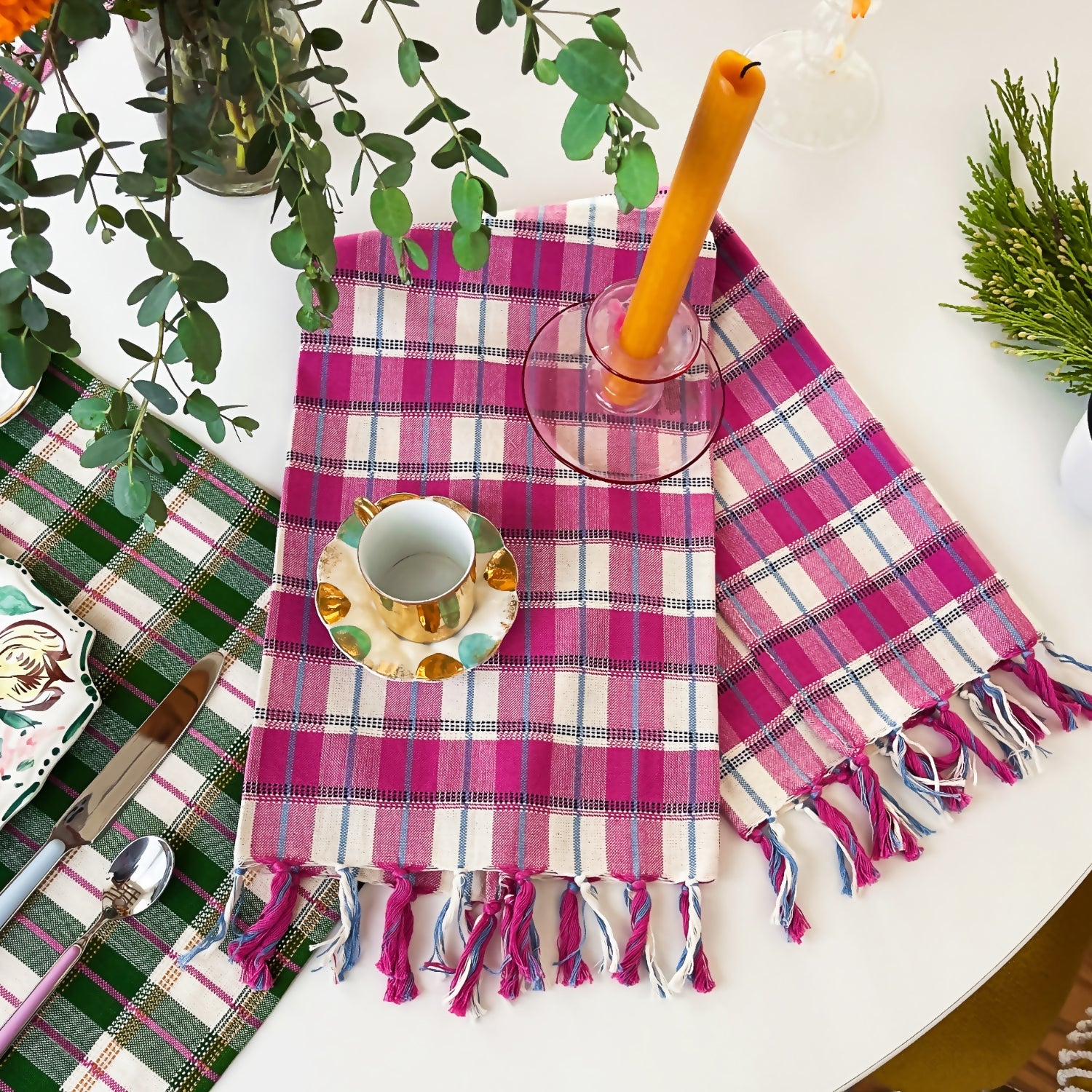 Kitchen Towel (Gingham Pink & White)