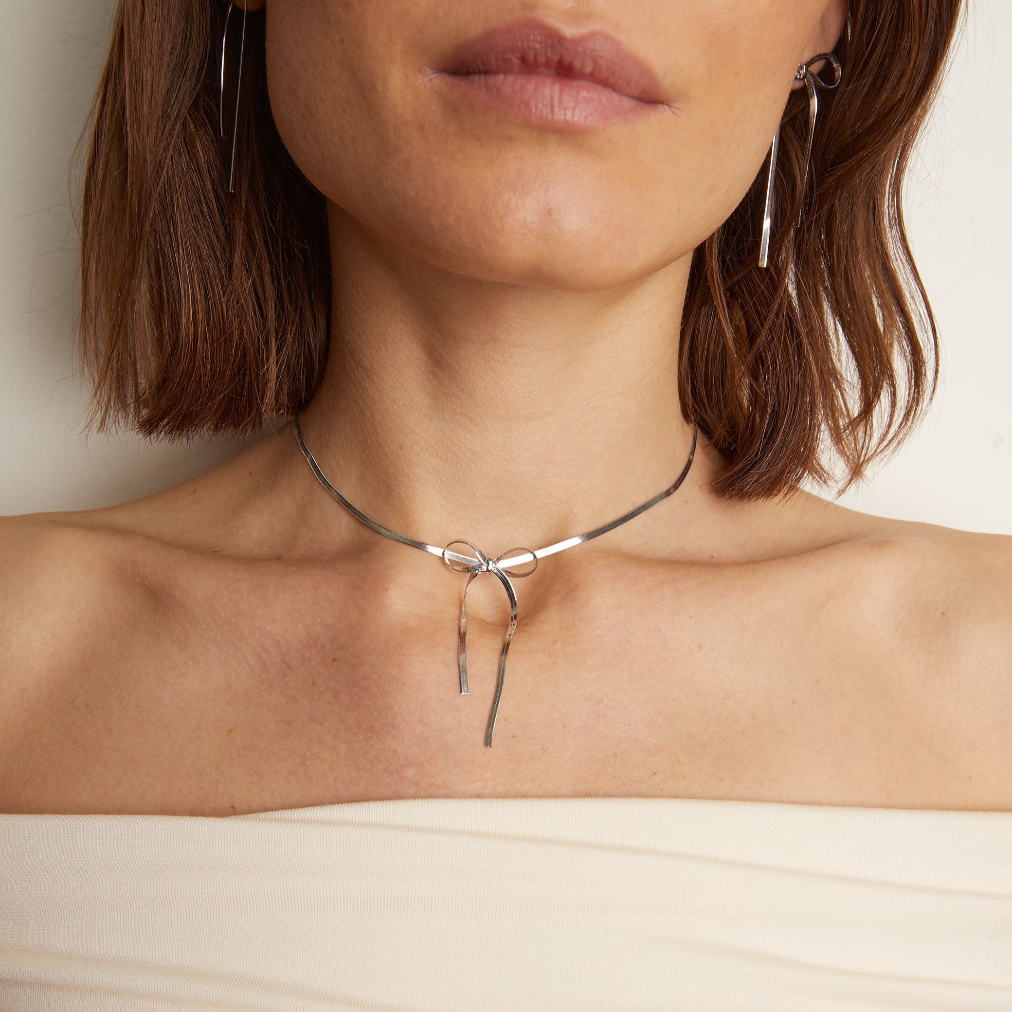 Herringbone Bow Choker