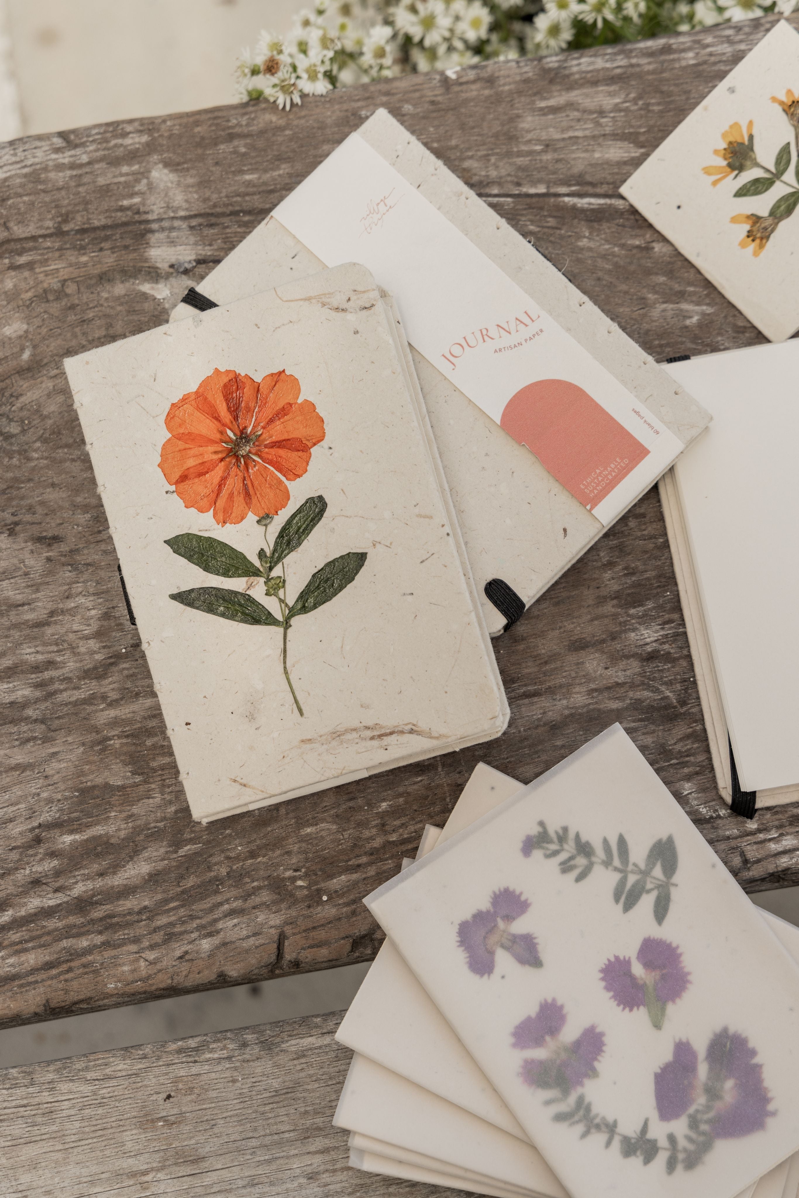 Handcrafted Journal with Pressed Flowers