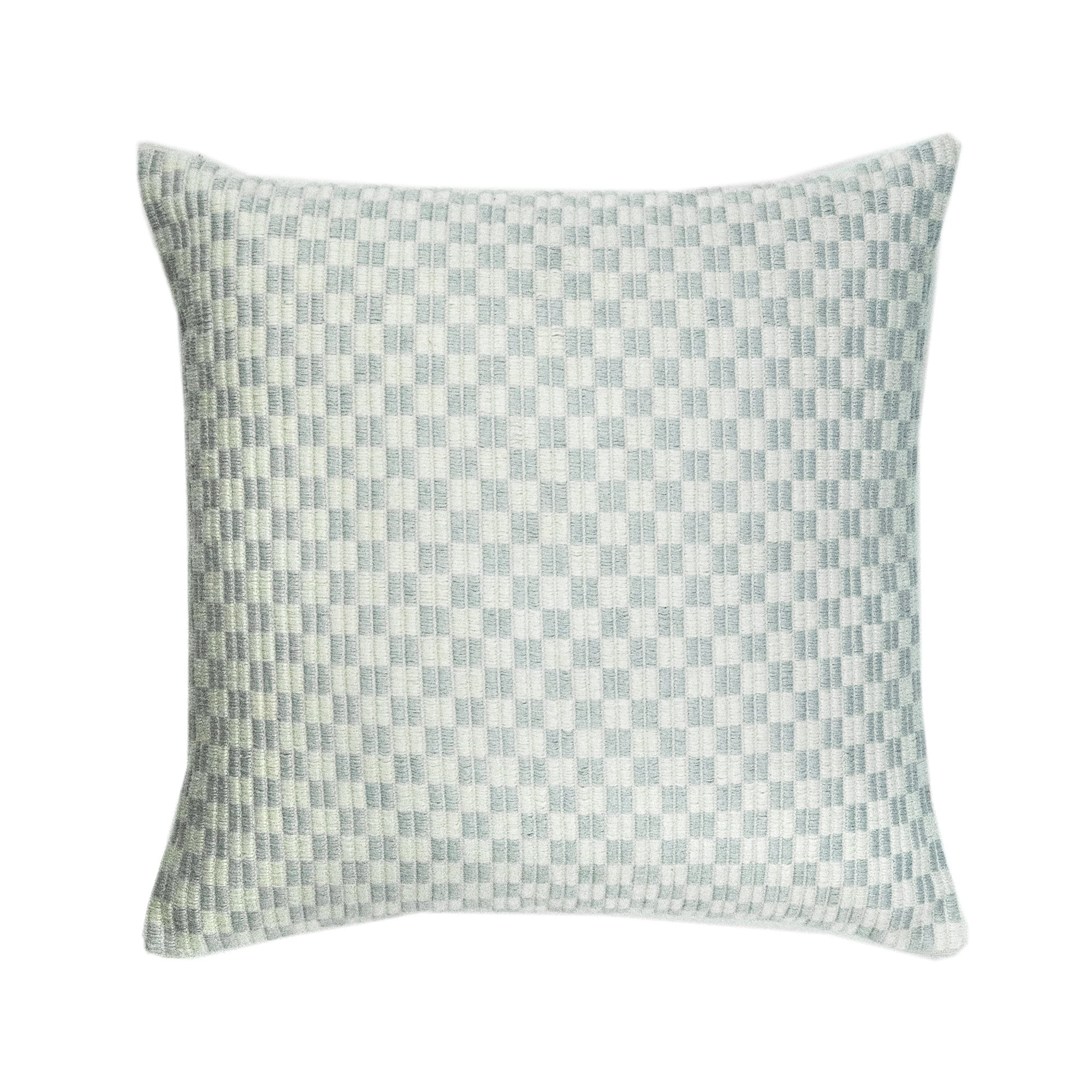 Checkered Brocade Pillow (Grey & White)