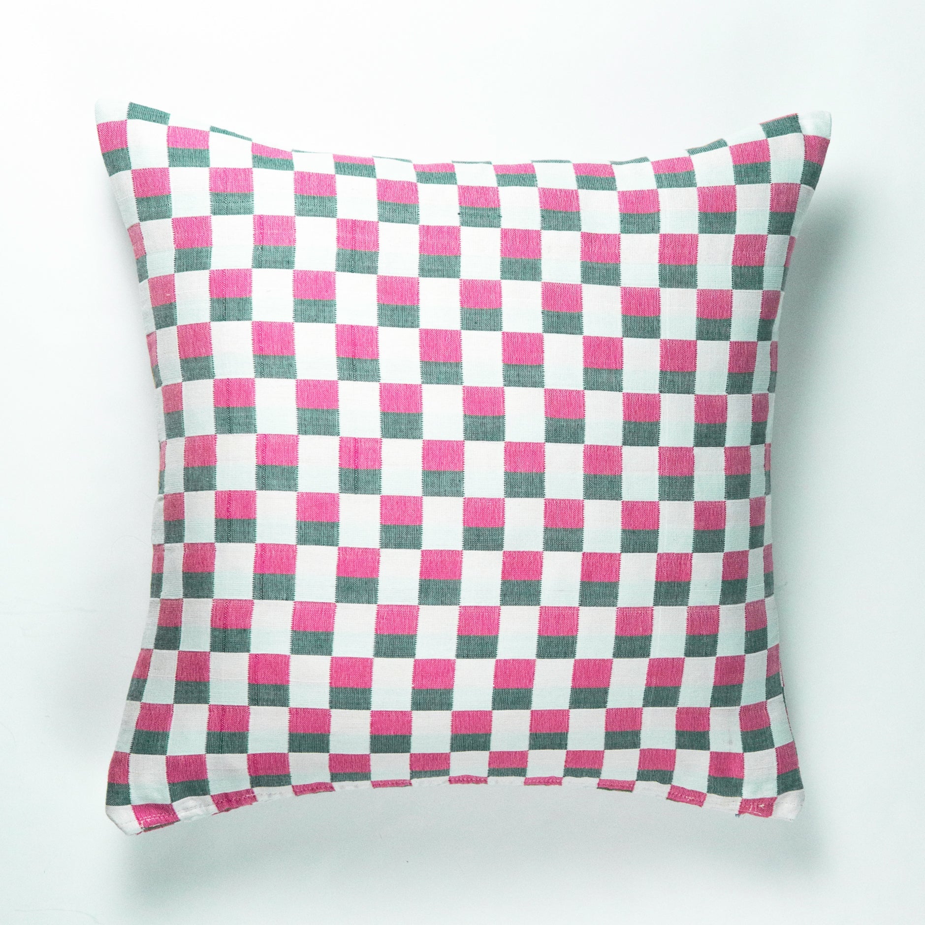 Sujani Pillow (Green & Pink Checkered)