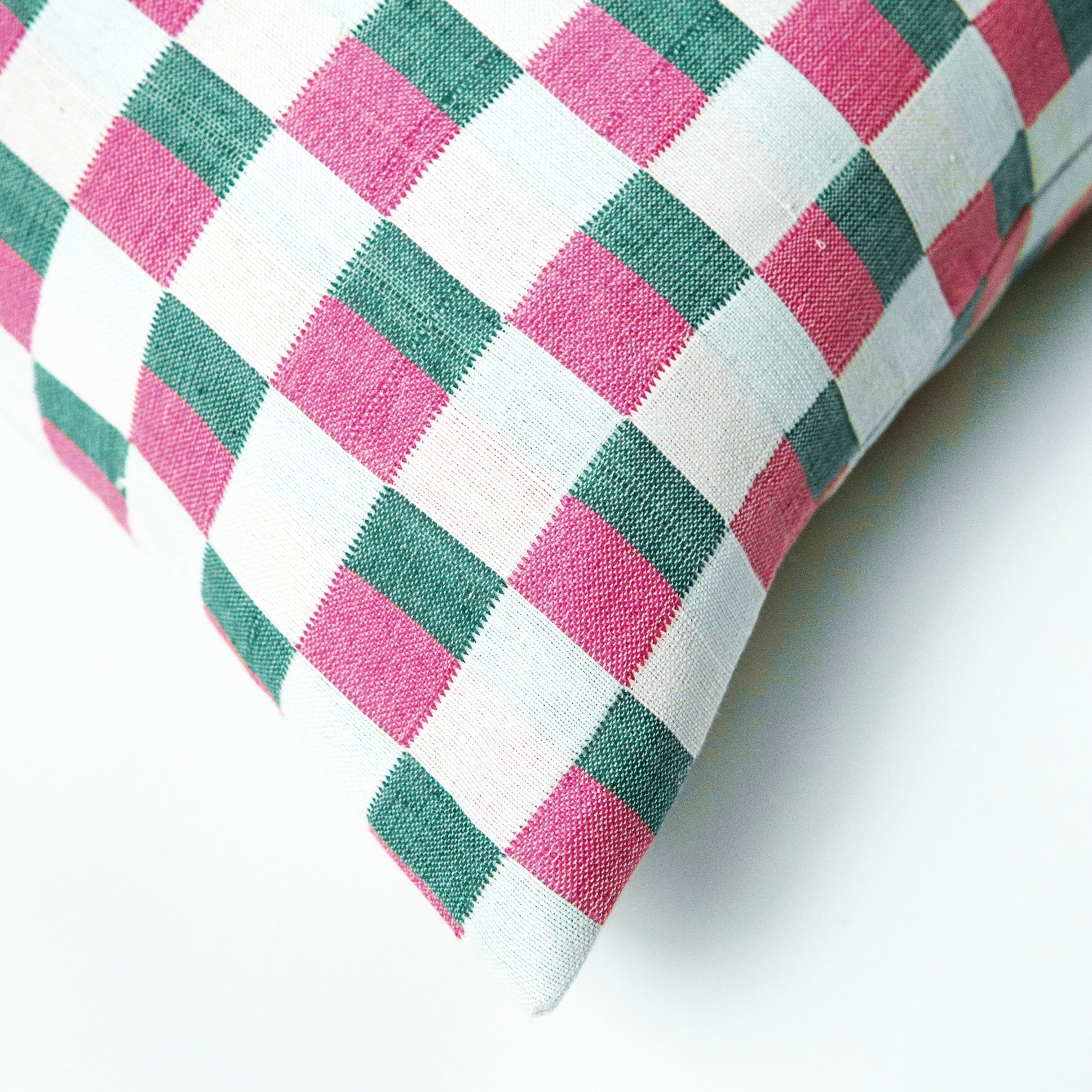 Sujani Pillow (Green & Pink Checkered)