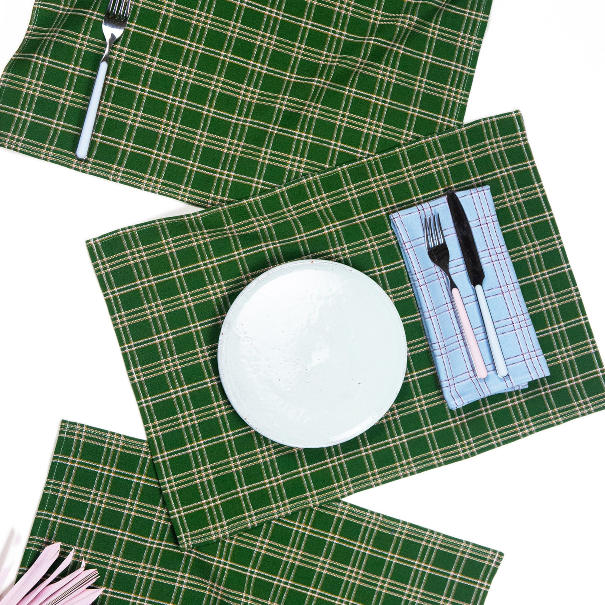 Chiapas Plaid Placemat (Forest Green)
