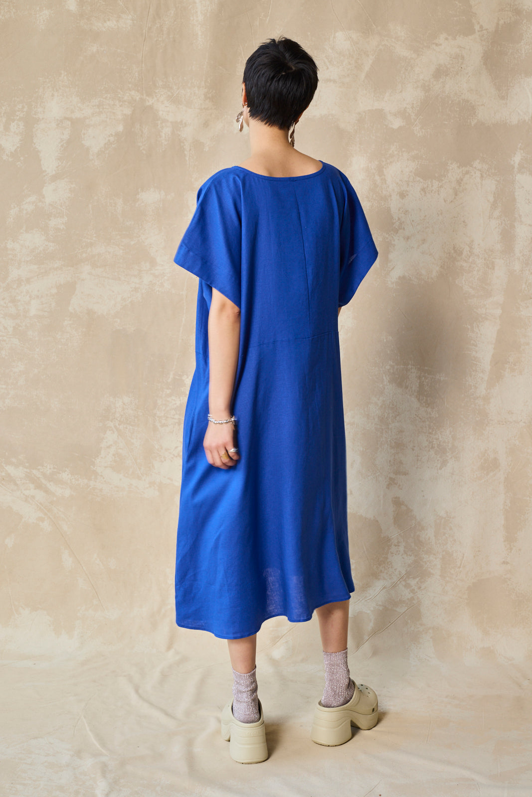 Midi Length Oversized Tee Dress (Lapis)