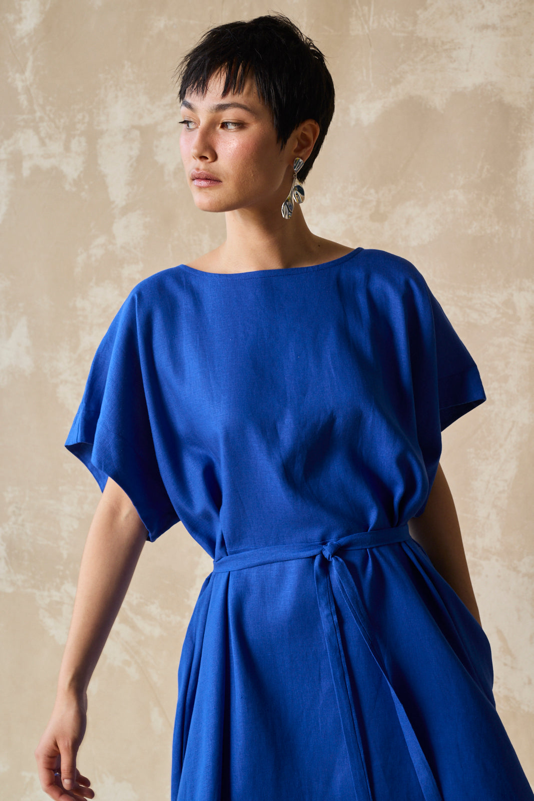Midi Length Oversized Tee Dress (Lapis)