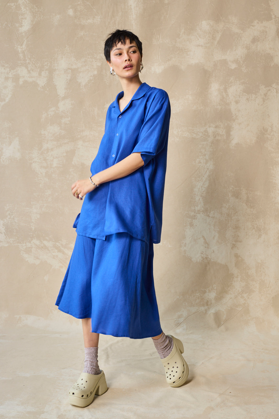 Flared Midi Skirt (Lapis)