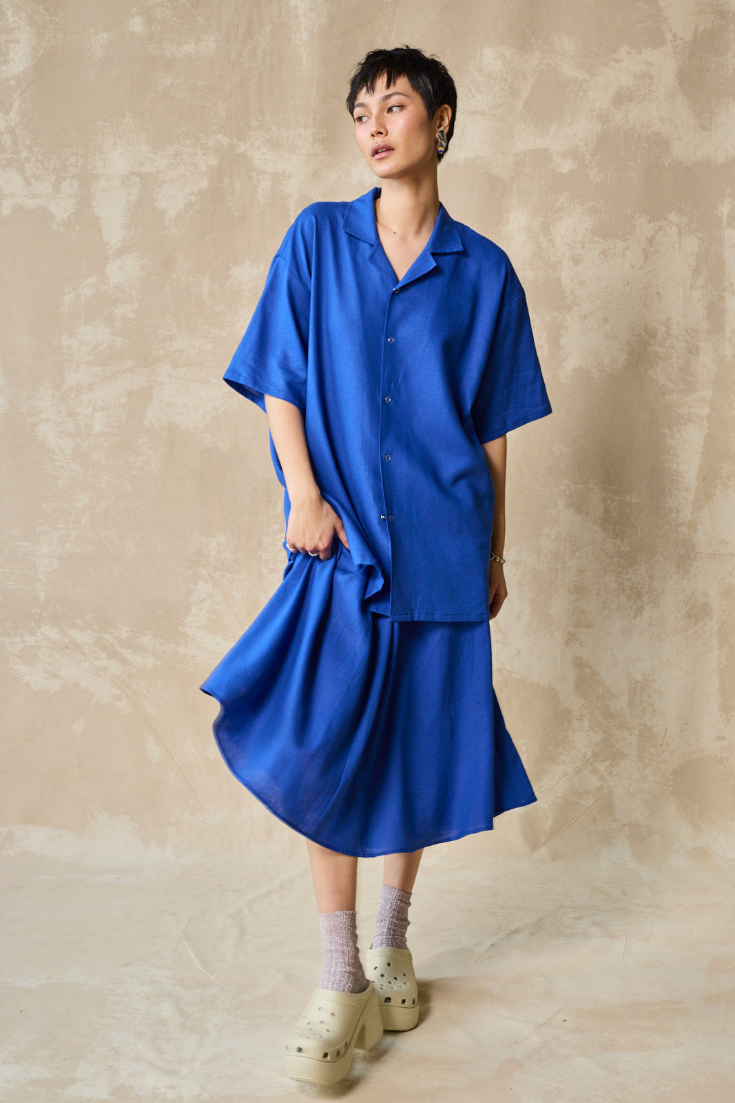 Flared Midi Skirt (Lapis)