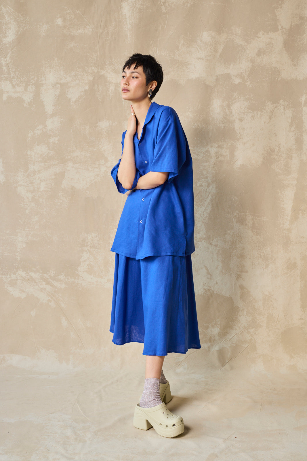 Flared Midi Skirt (Lapis)
