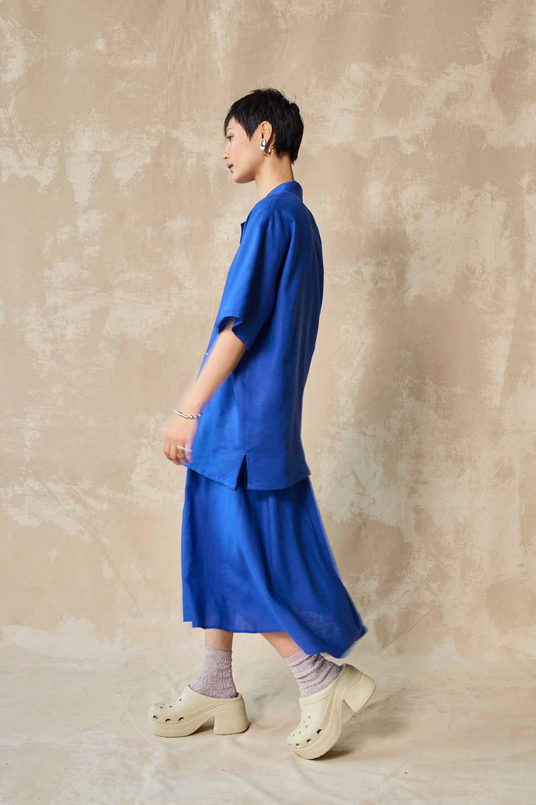 Flared Midi Skirt (Lapis)