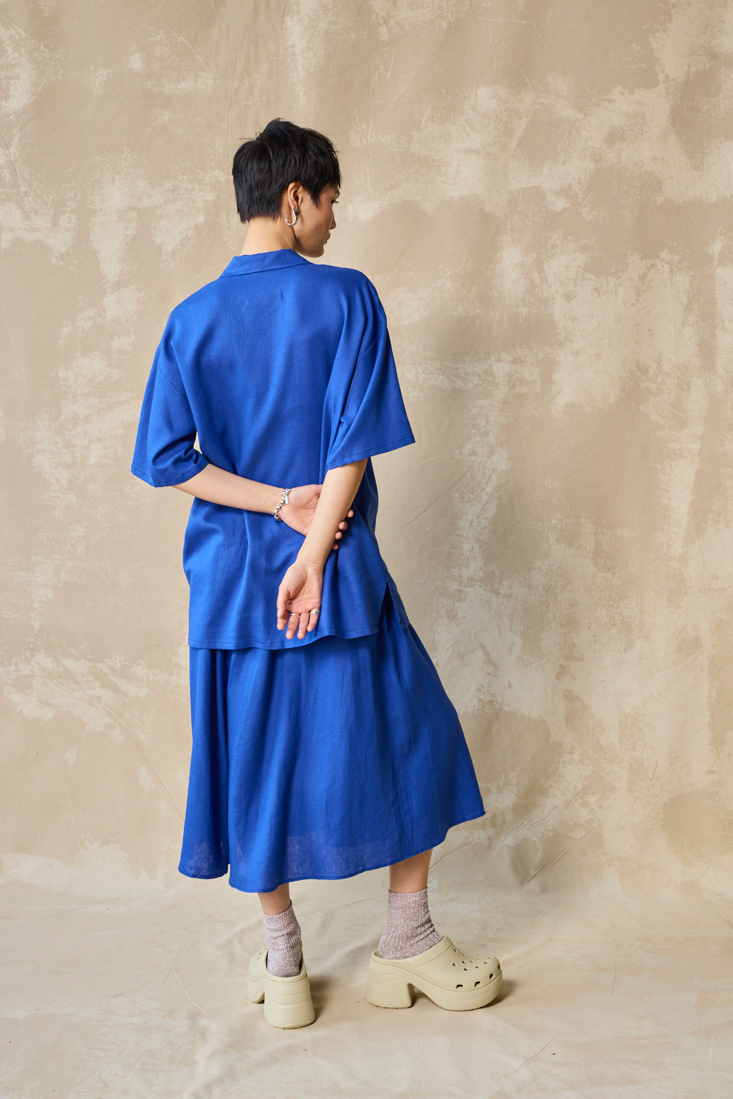 Flared Midi Skirt (Lapis)