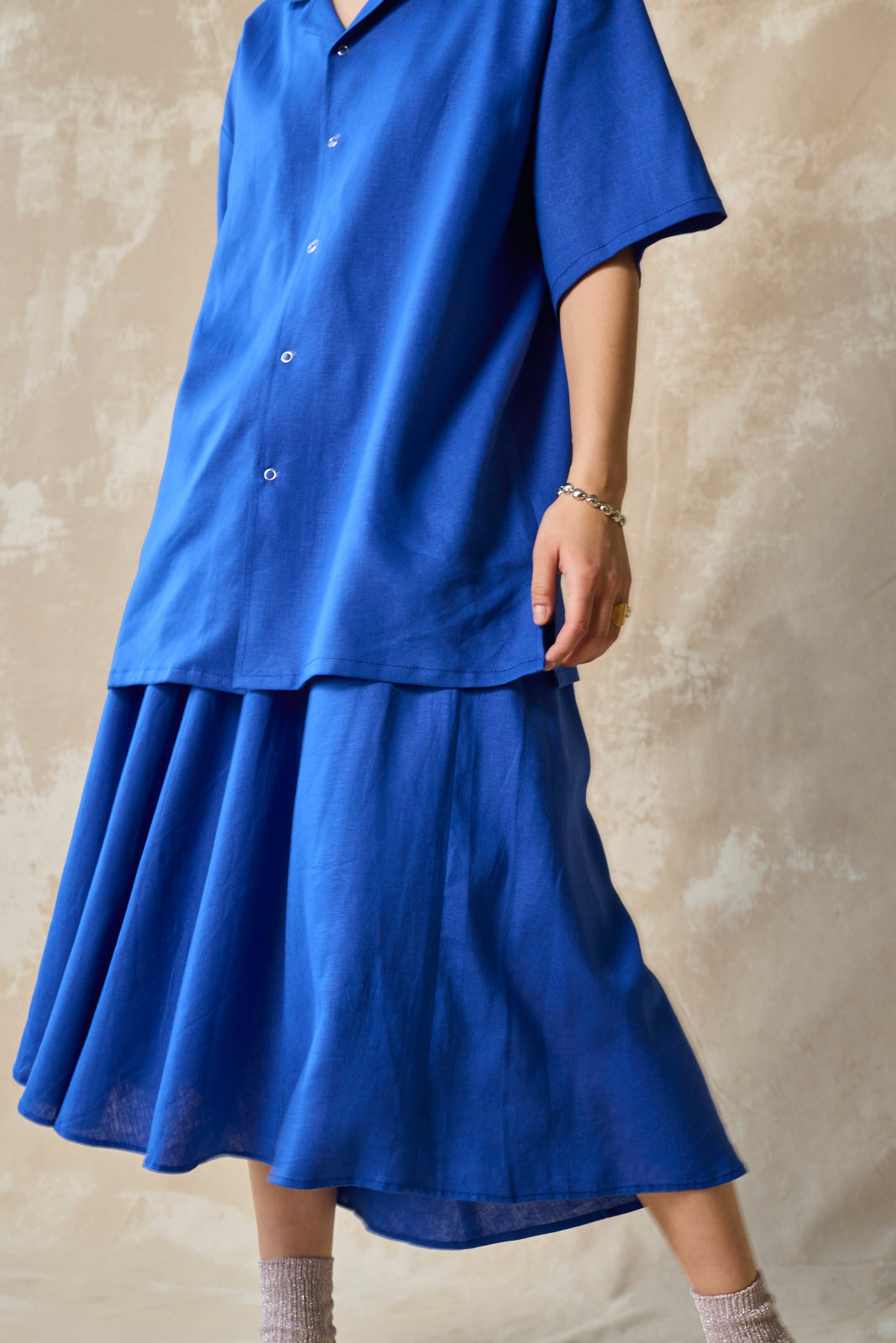 Flared Midi Skirt (Lapis)