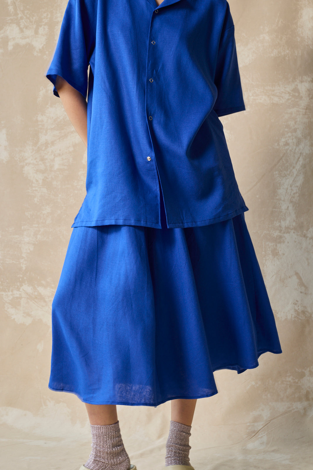 Flared Midi Skirt (Lapis)