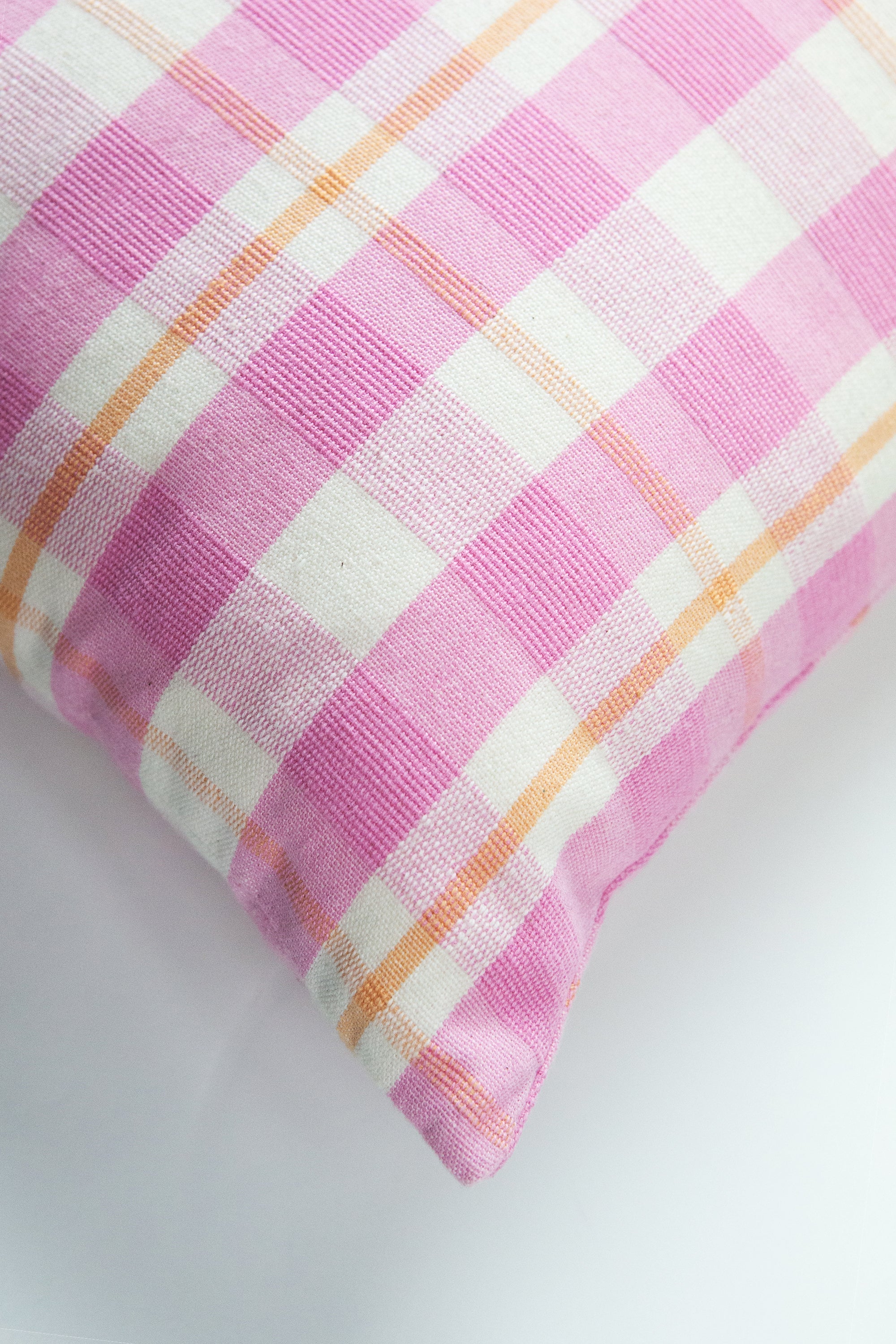 Abigail Plaid Square Pillow (Bubblegum)