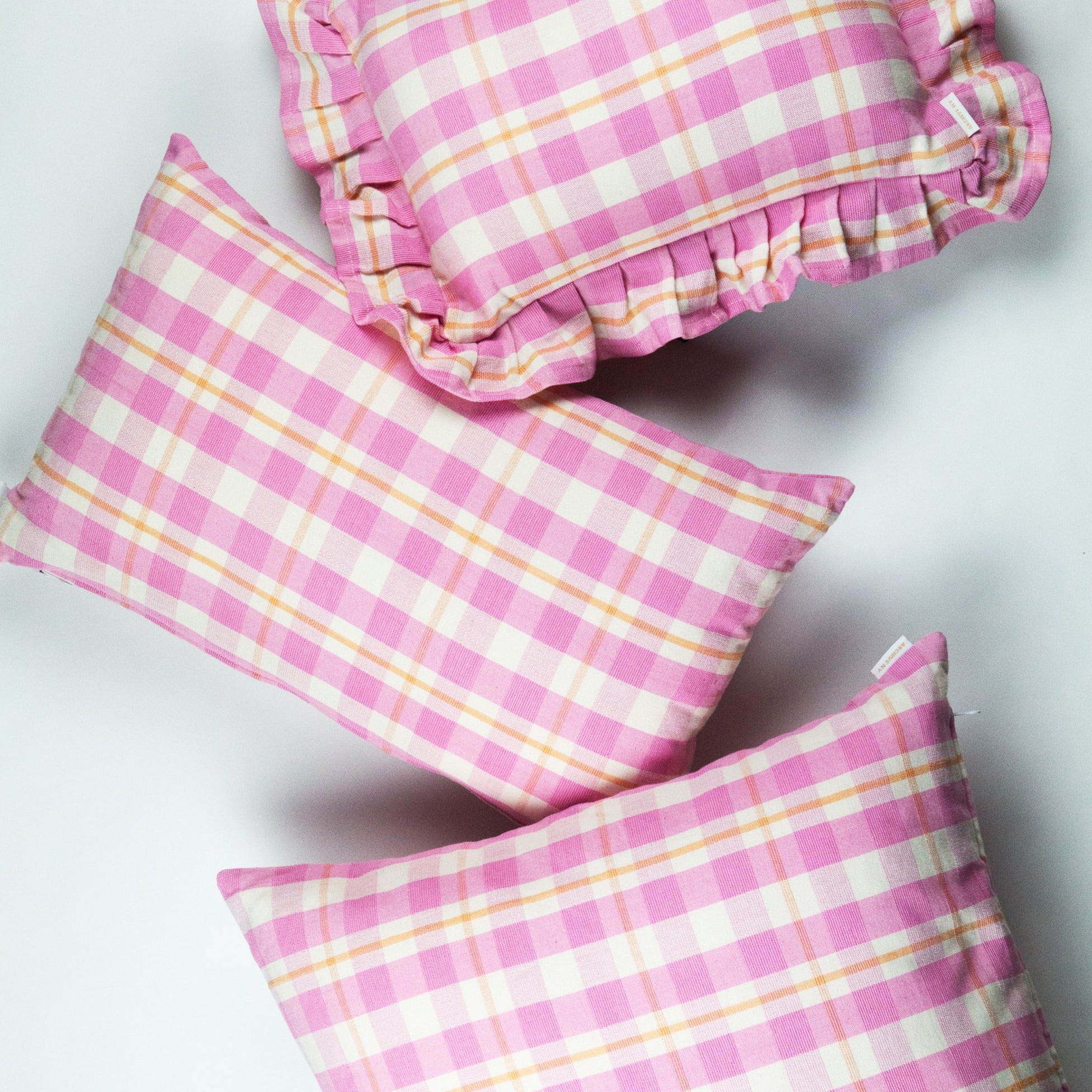 Abigail Plaid Rectangle Pillow (Bubblegum)