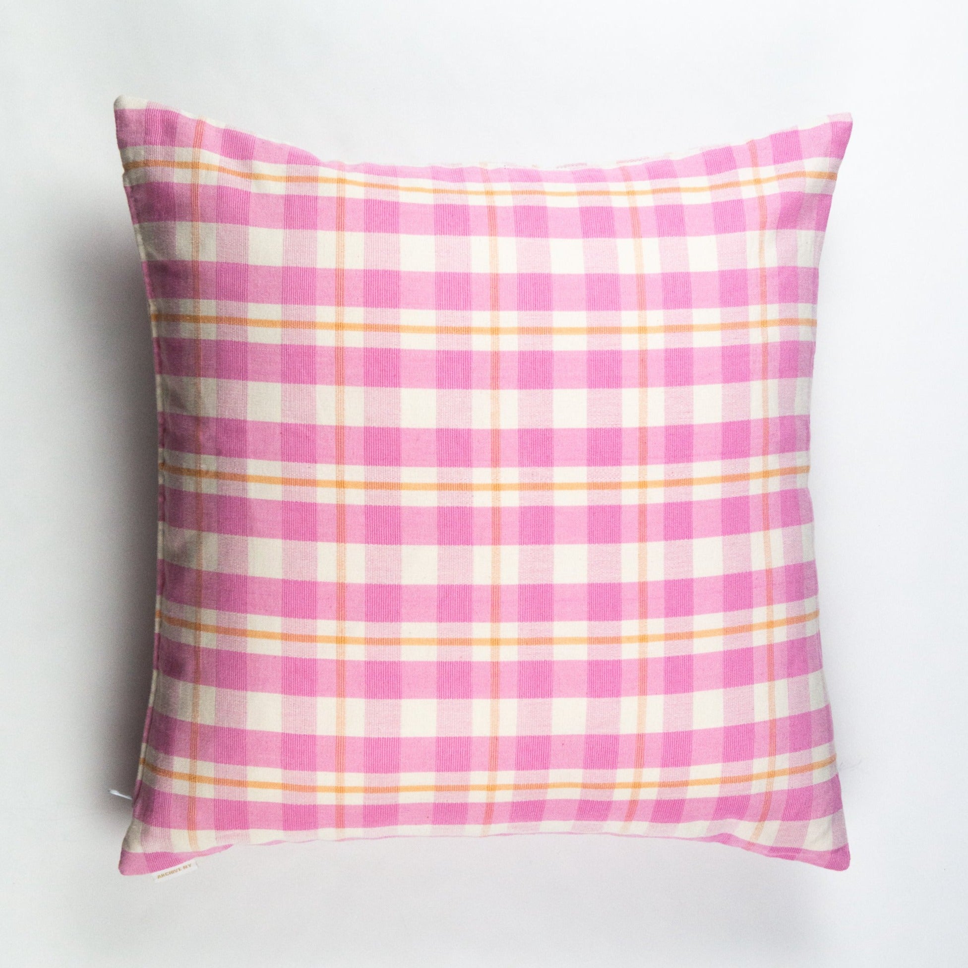 Abigail Plaid Square Pillow (Bubblegum)