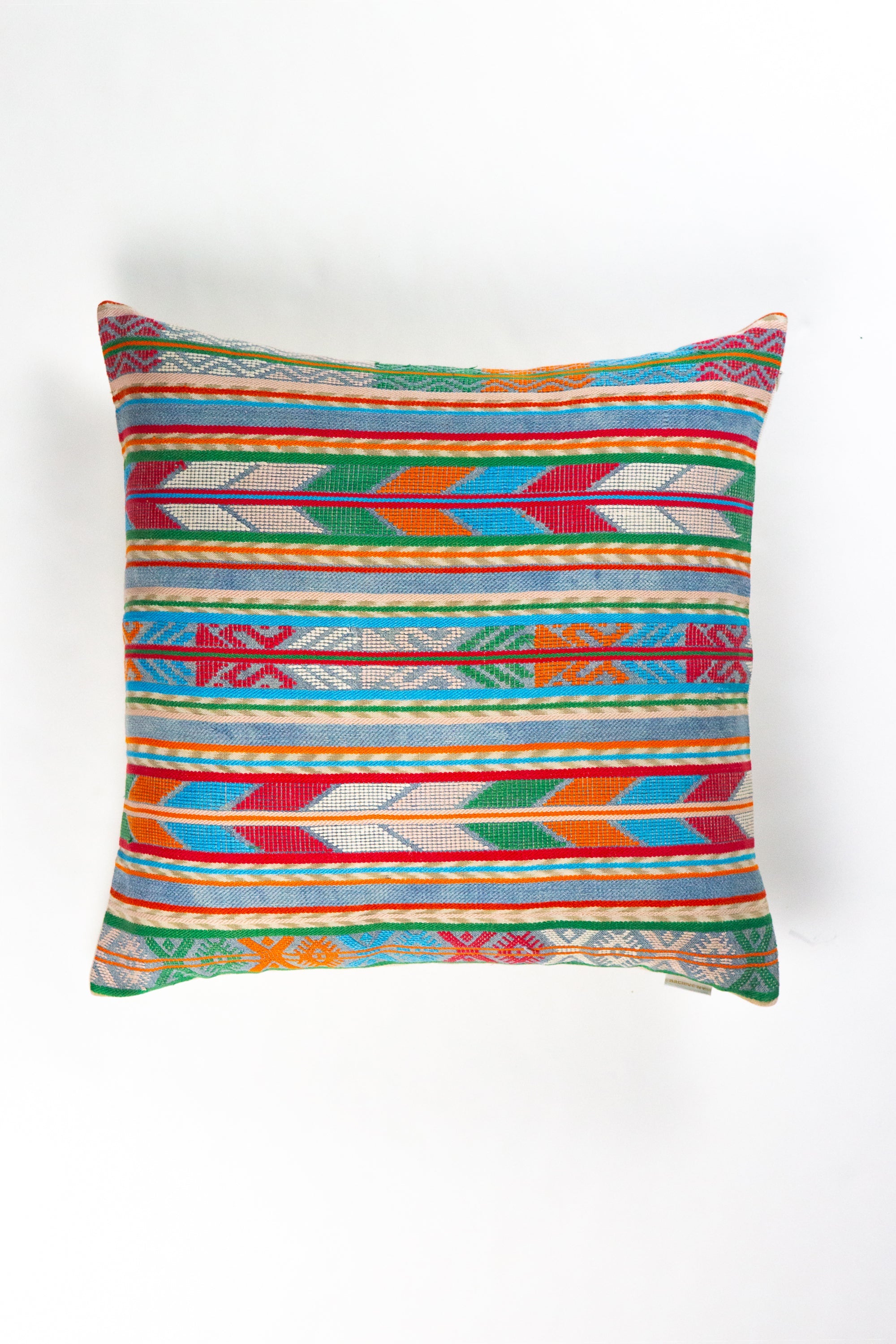 Vintage Chevron Pillow (Blue, Orange & Red)
