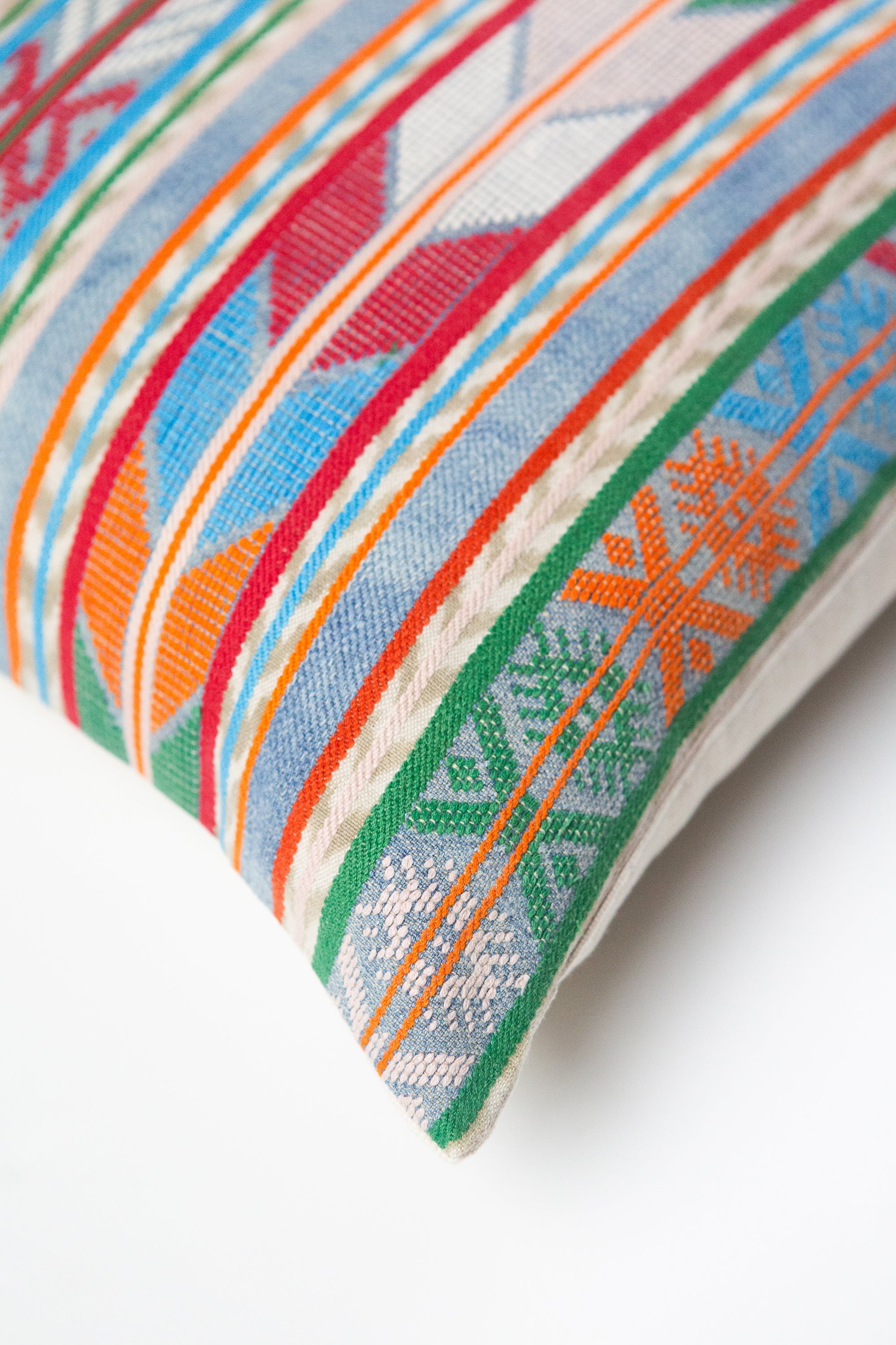 Vintage Chevron Pillow (Blue, Orange & Red)