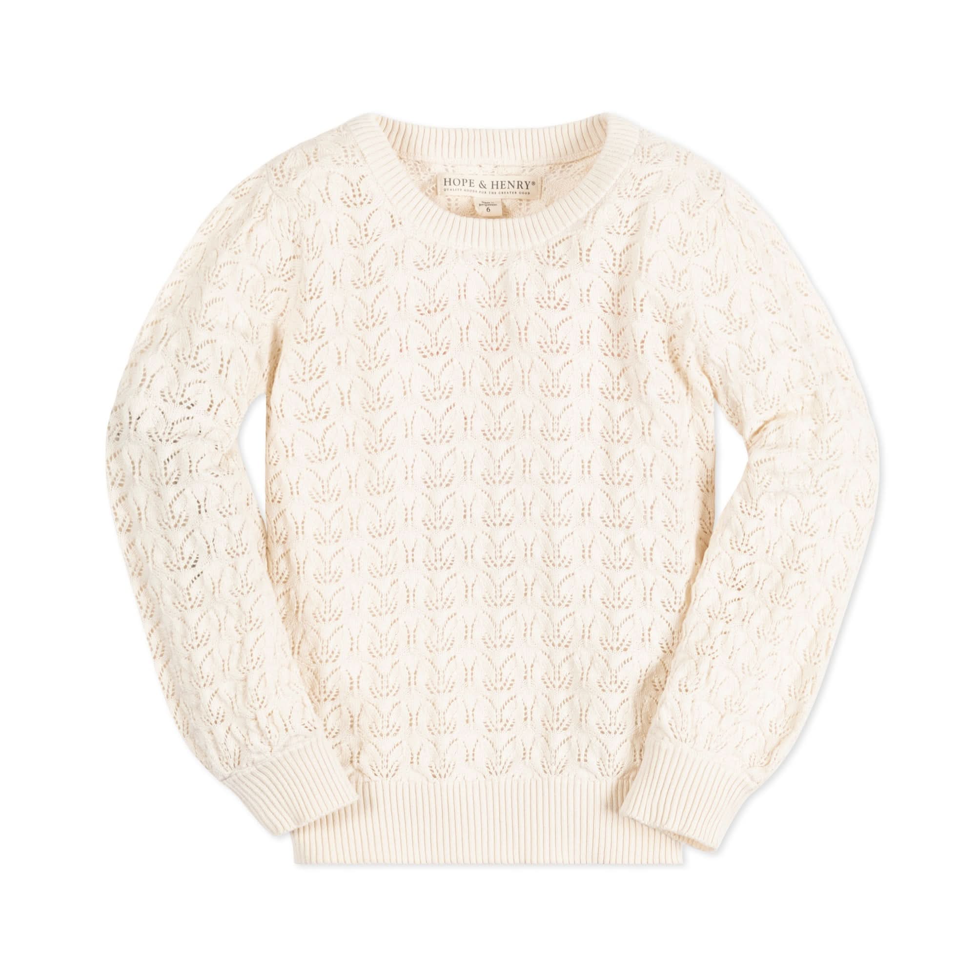 Balloon Sleeve Pointelle Sweater (Ivory)