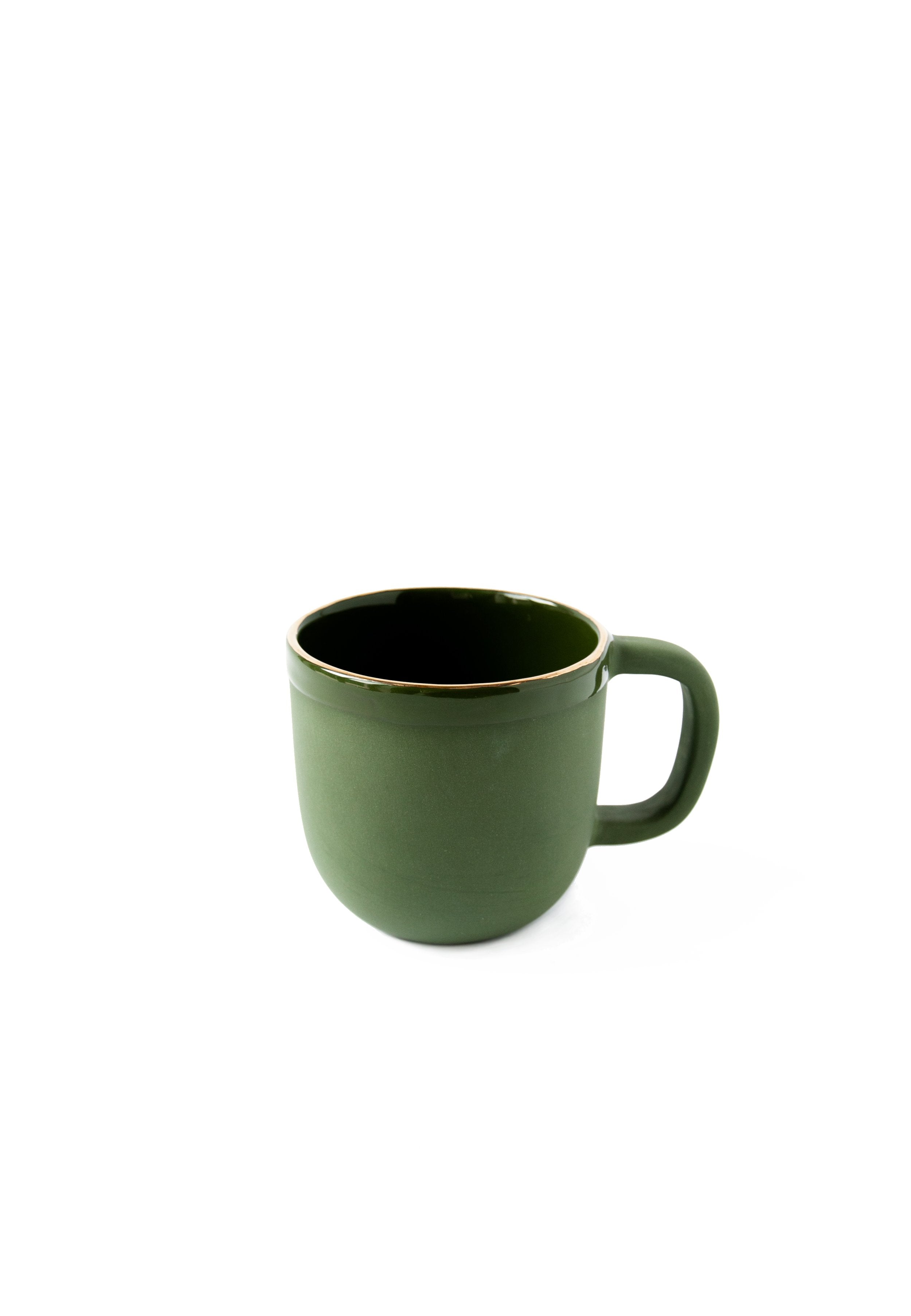 Porcelain Coffee Mug with Gold Rim (Green)