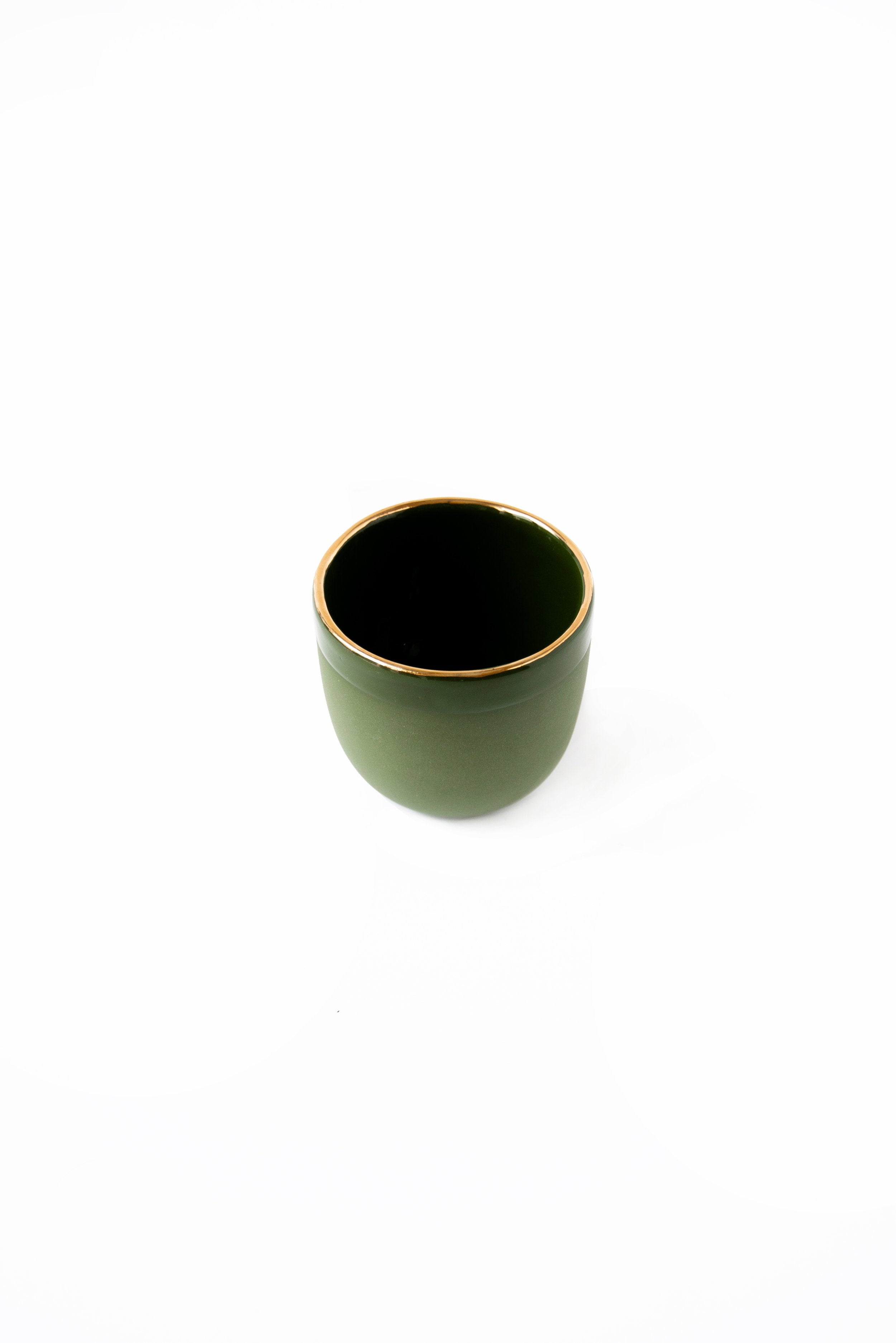 Porcelain Espresso Cup with Gold Rim (Green)