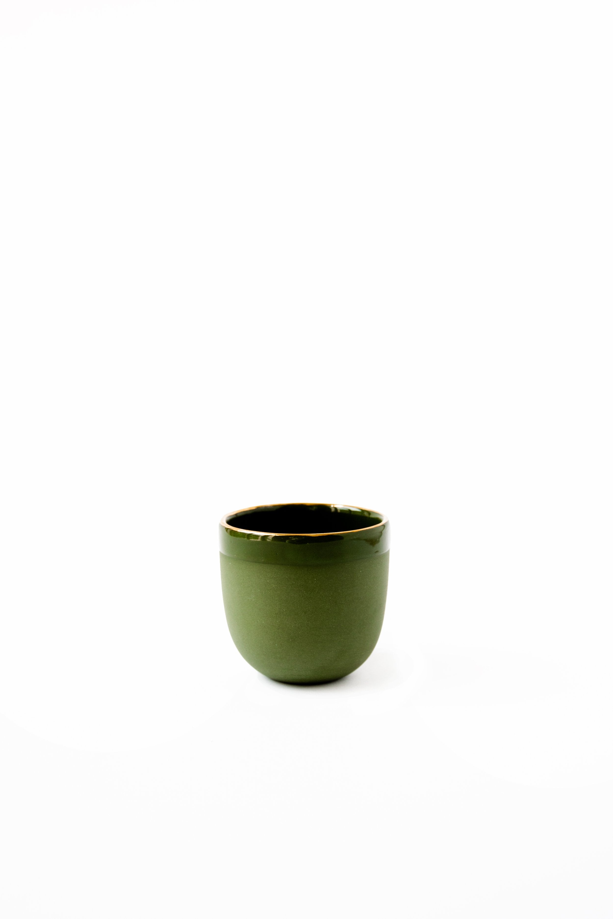 Porcelain Espresso Cup with Gold Rim (Green)