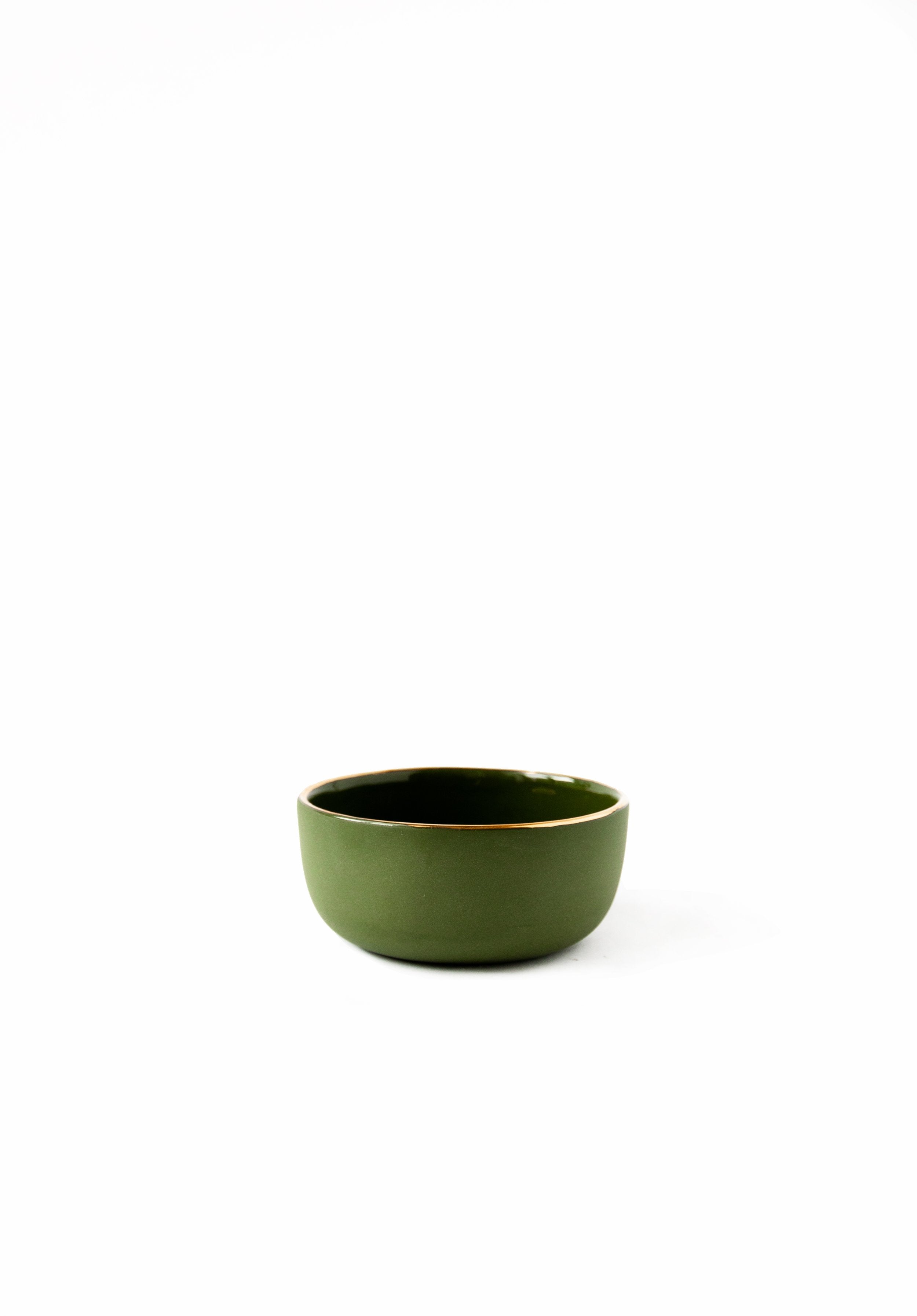 Porcelain Pinch Bowl with Gold Rim (Green)