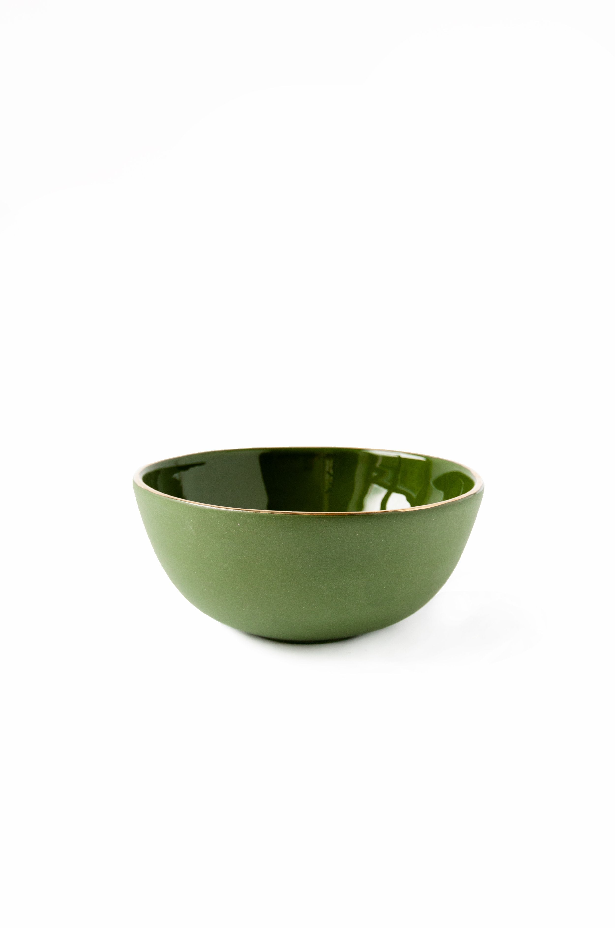 Porcelain Bowl with Gold Rim (Green)