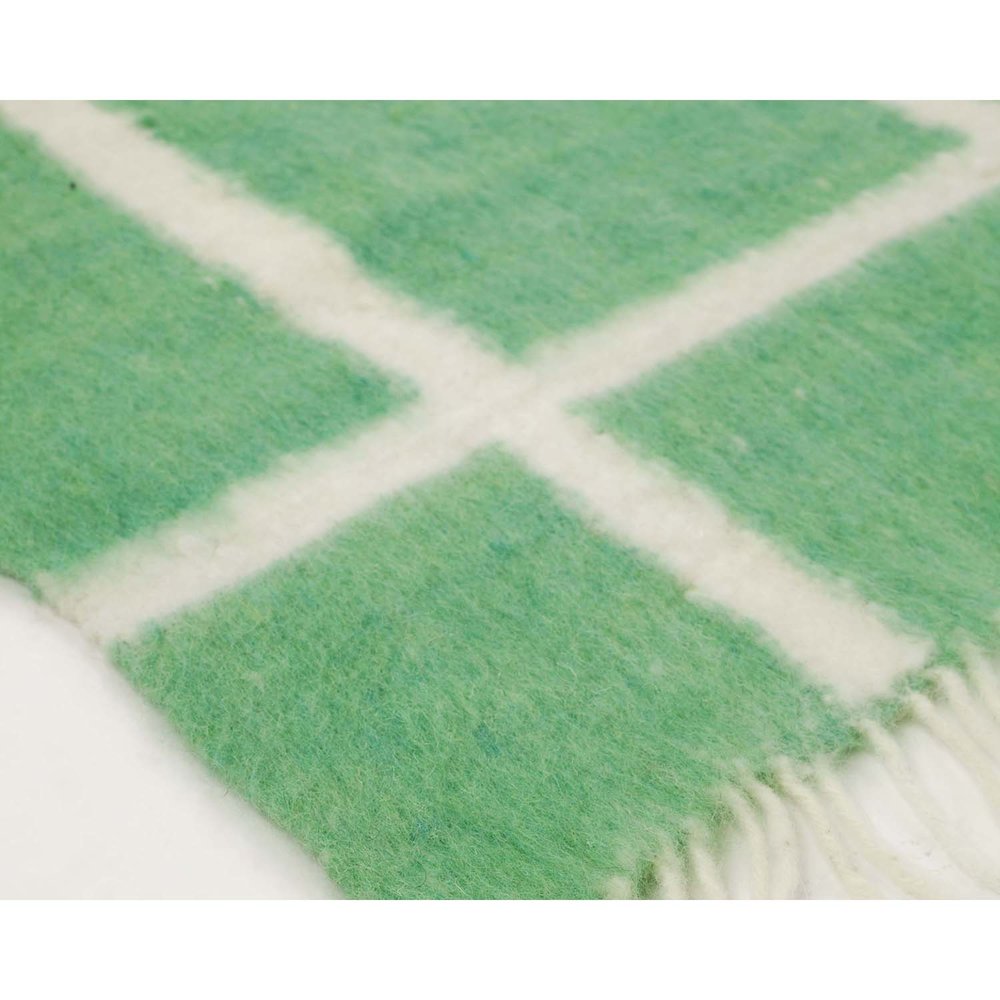 Momos Grid Blanket (White & Green)