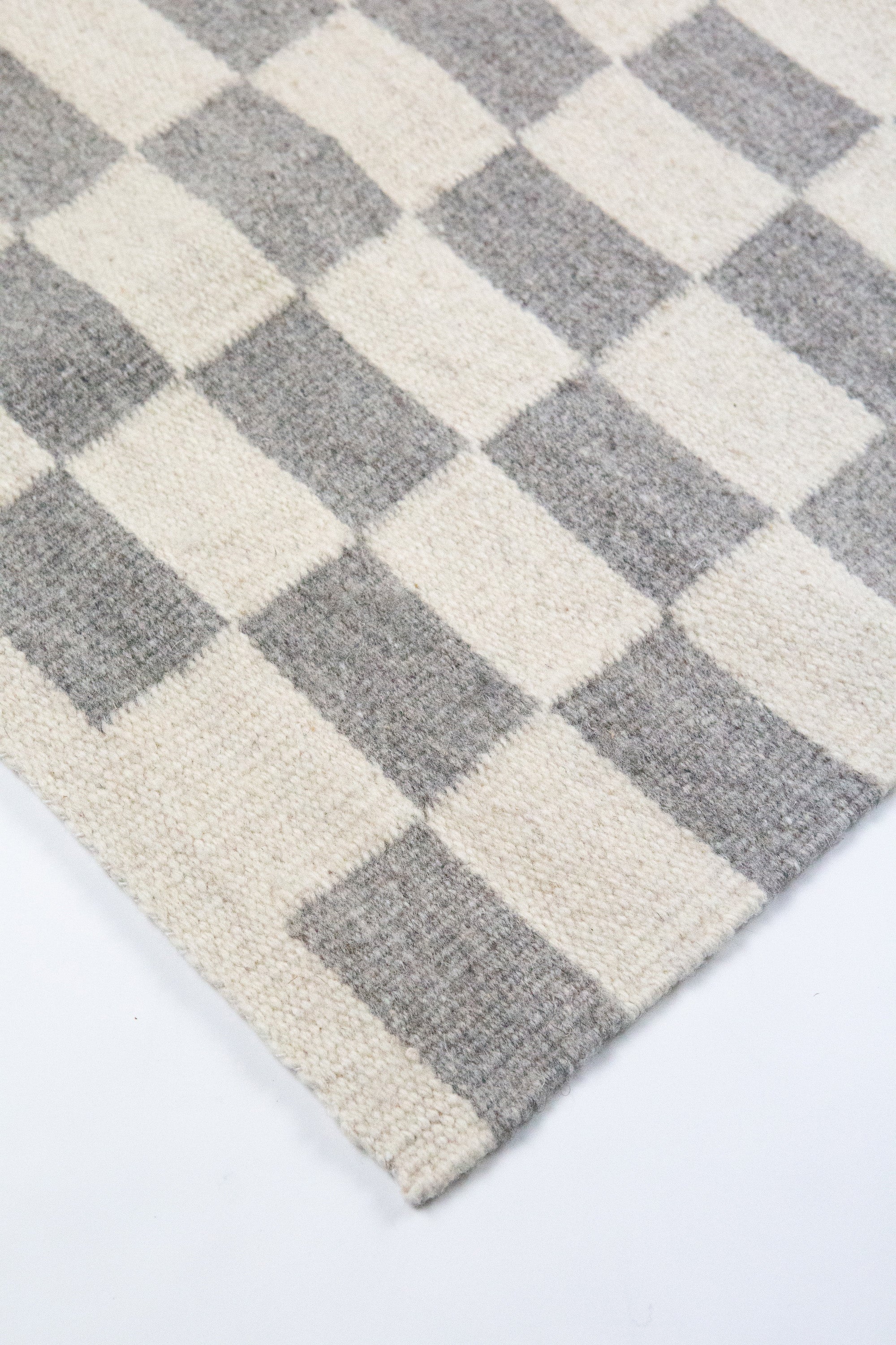 Zapotec Checkered Rug (Grey & Ivory)