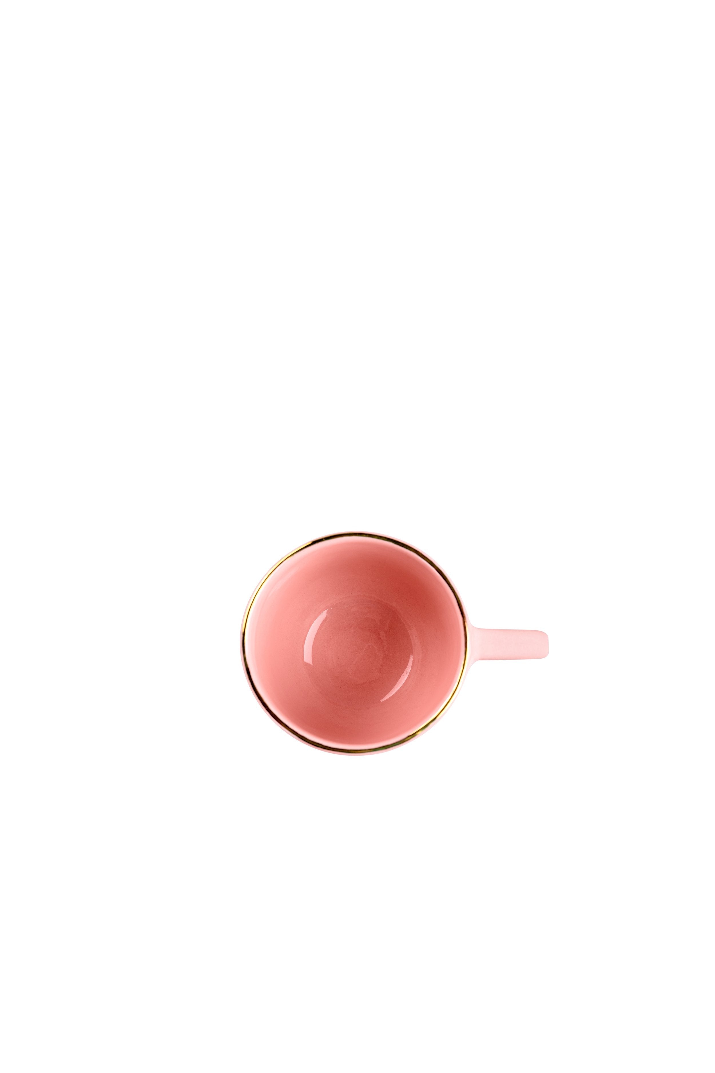 Porcelain Coffee Mug with Gold Rim (Powder Pink)
