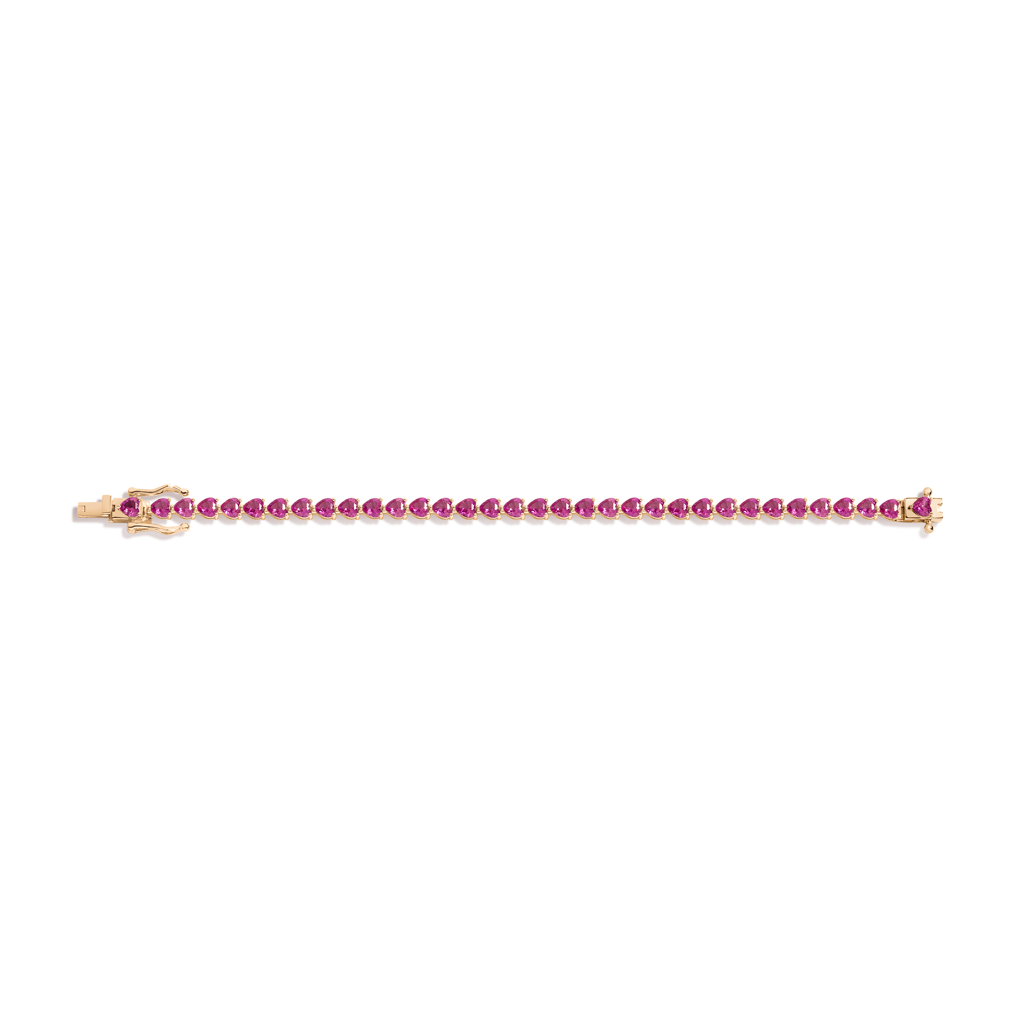 Lab Grown Pink Sapphire Heart Tennis Bracelet