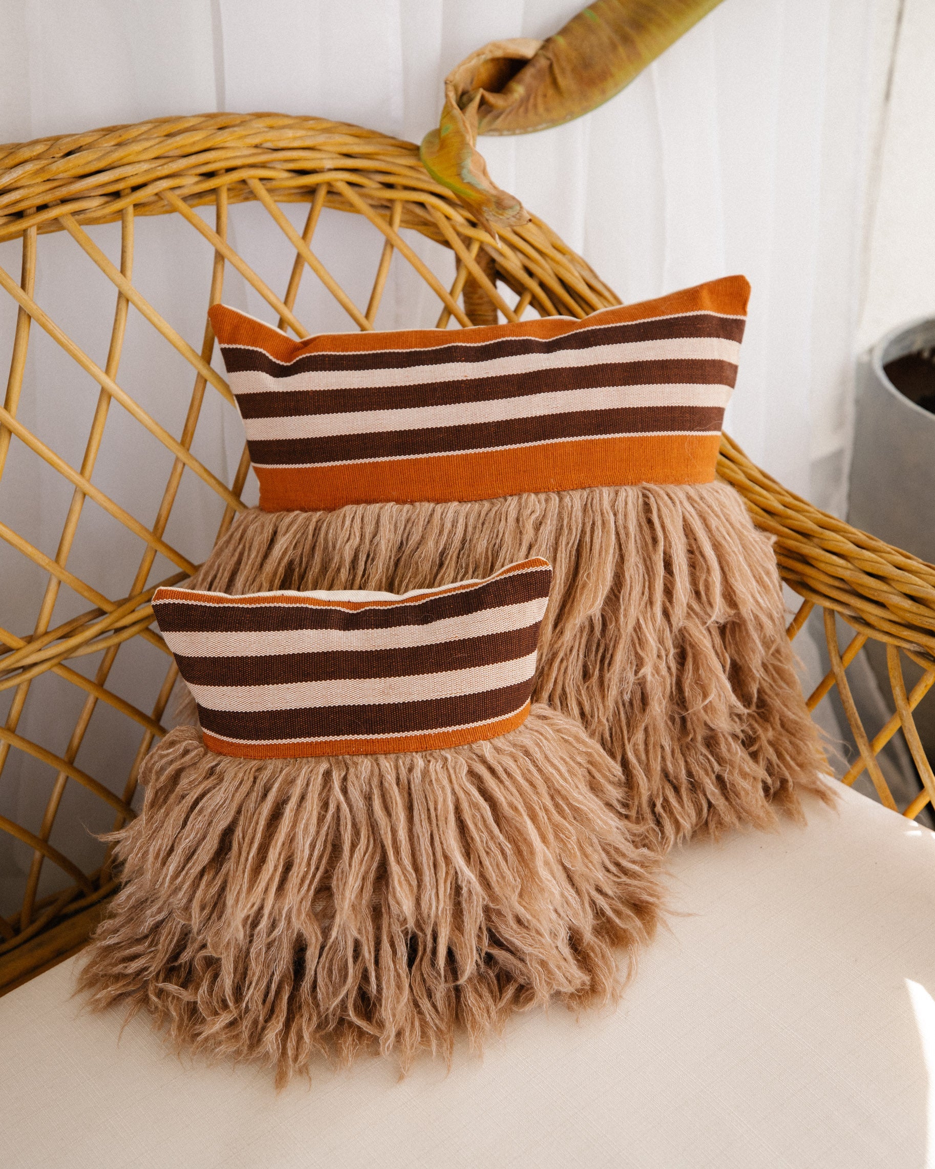 Wugo Throw Pillow (Rust Stripe/Andes Sand)