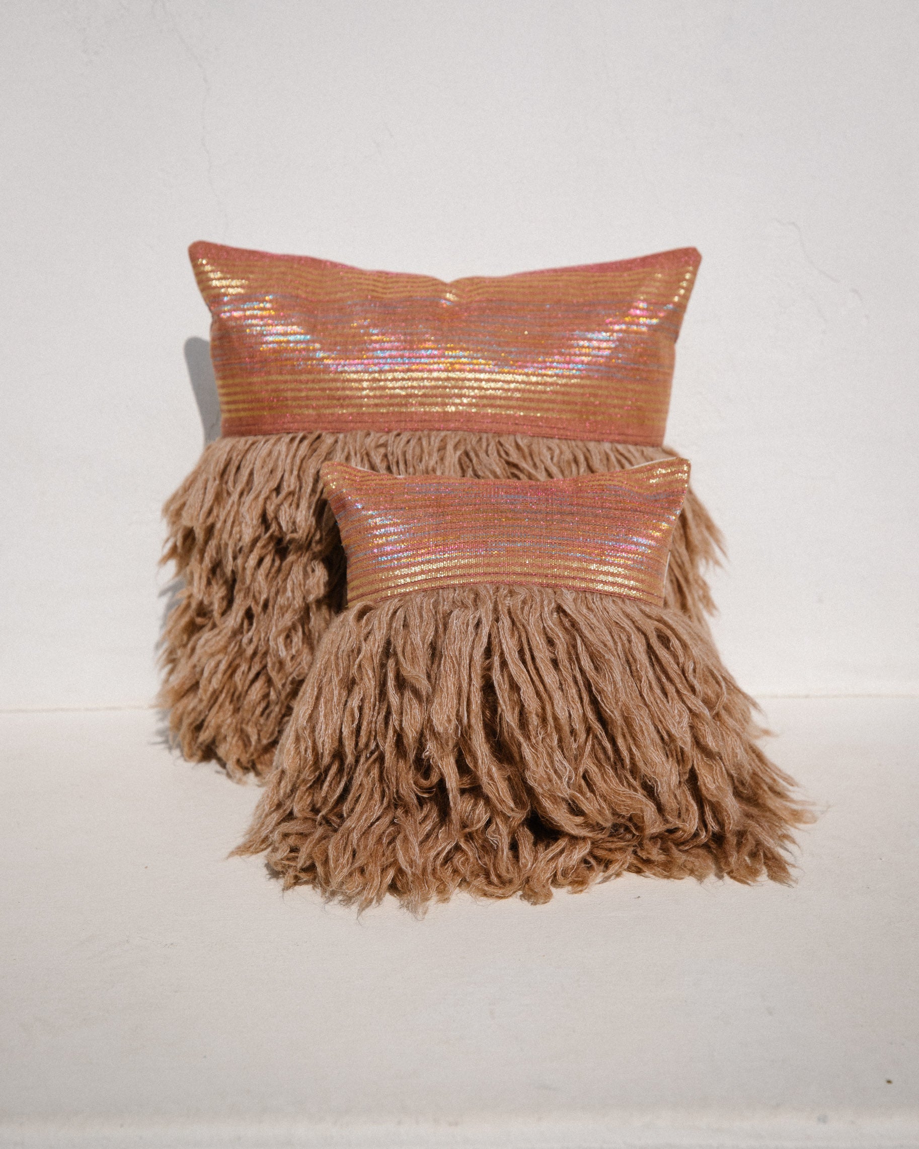 Wugo Throw Pillow (Dusty Pink Stripe/Andes Sand)