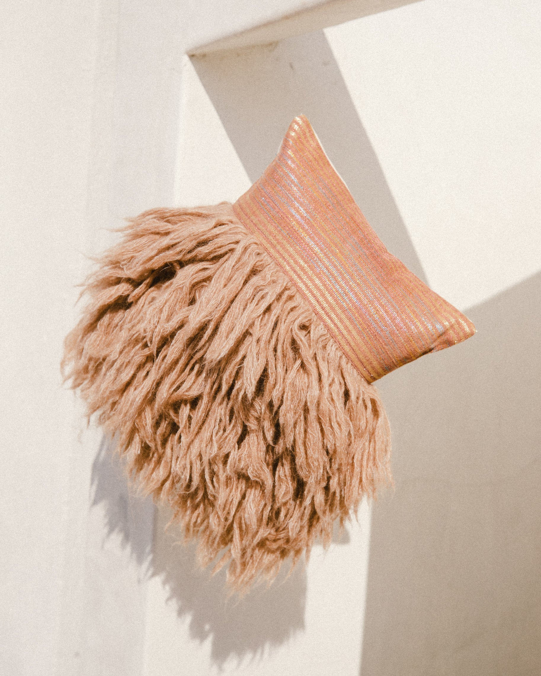 Wugo Throw Pillow (Dusty Pink Stripe/Andes Sand)