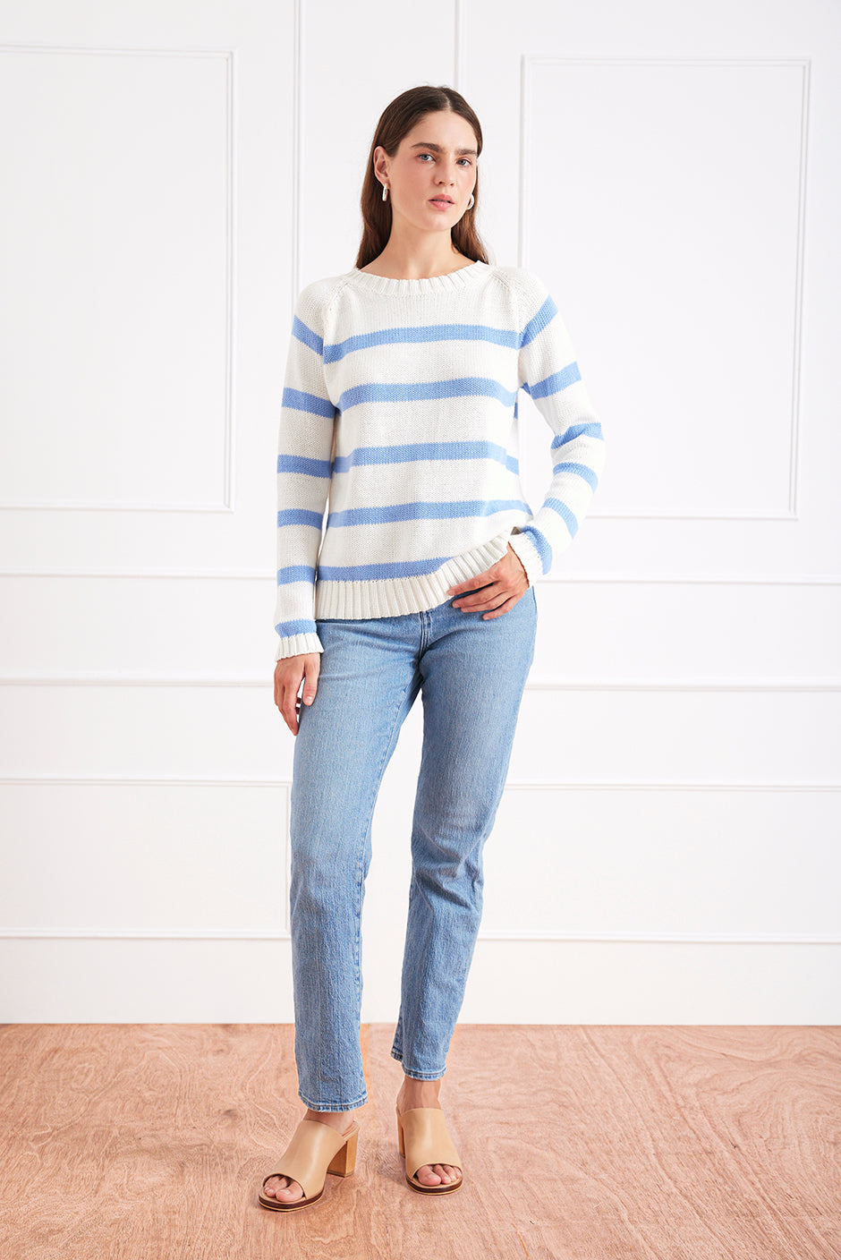 Stripe Sloane Crewneck (Coastal Blue)