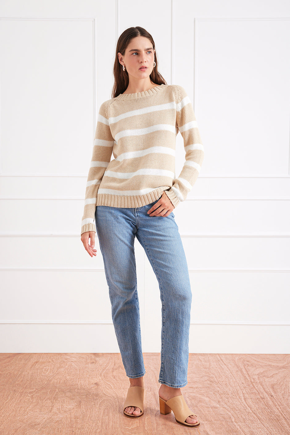 Stripe Sloane Crewneck (Sand Dune)