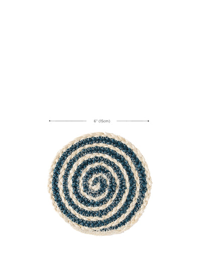 Kata Blue Spiral Coaster Trivet (Set of 4)